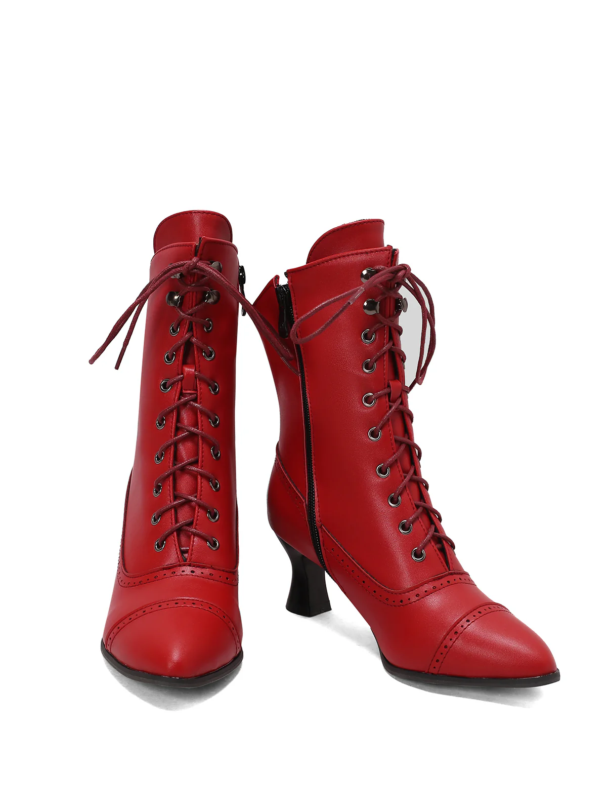 Retro Leather High Heel Boots - Image 27
