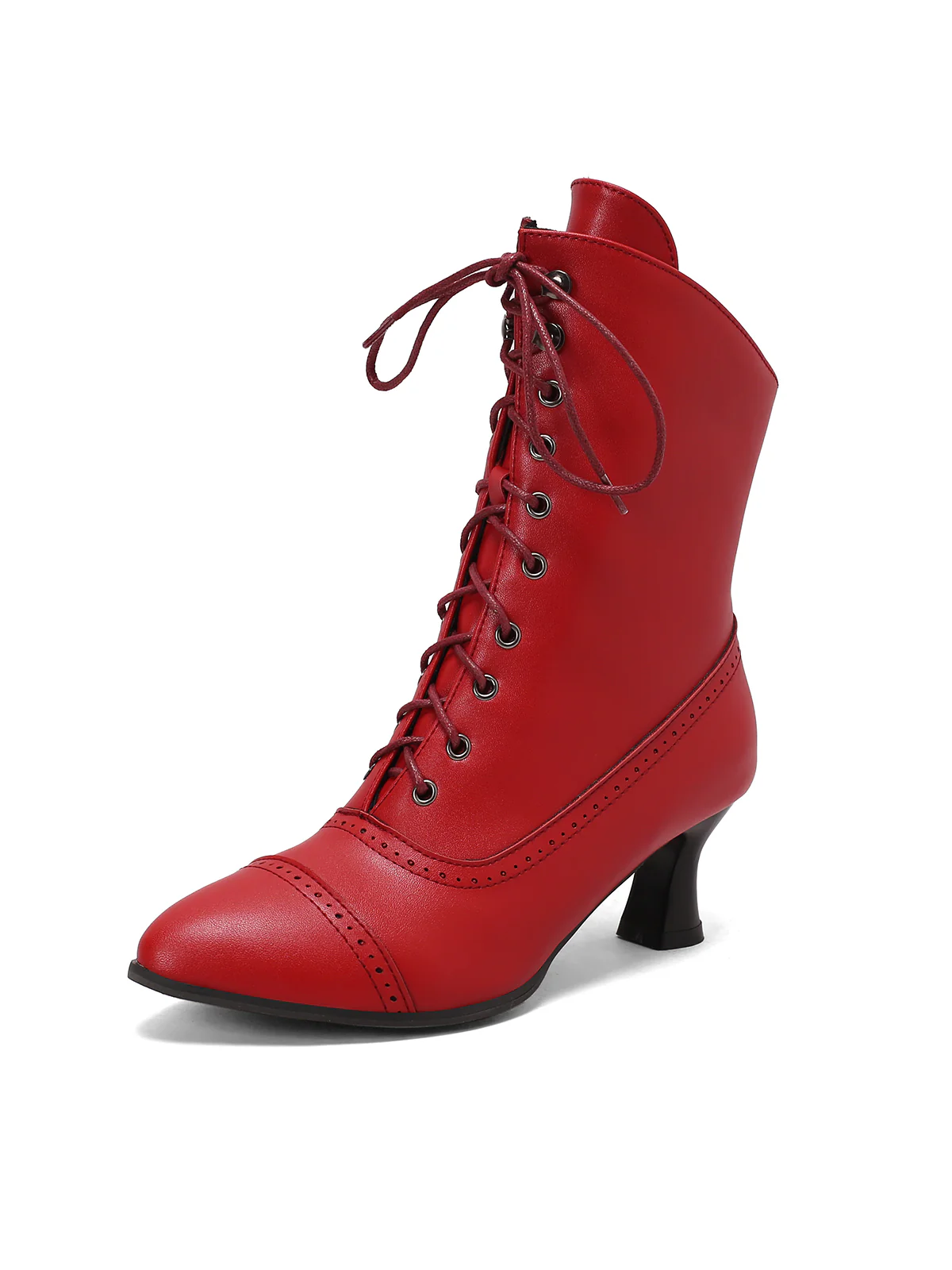 Retro Leather High Heel Boots - Image 28