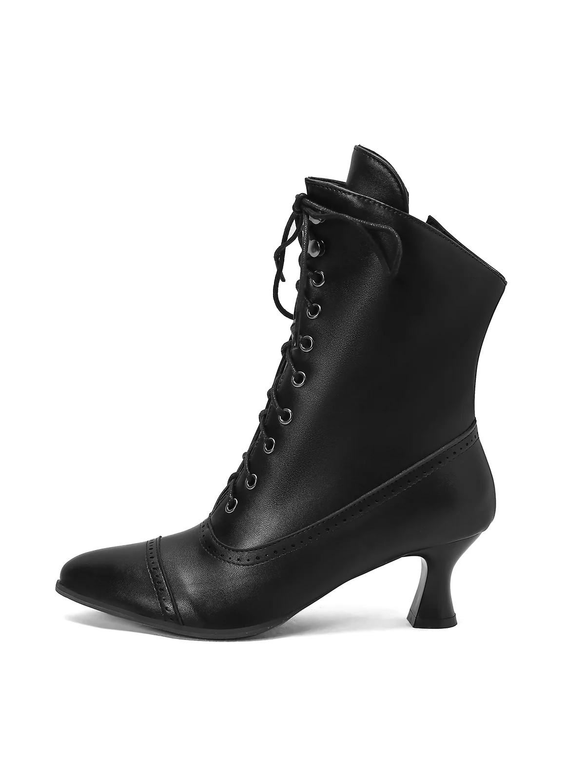 Retro Leather High Heel Boots - Image 3