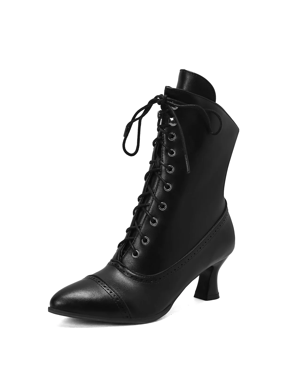 Retro Leather High Heel Boots - Image 4