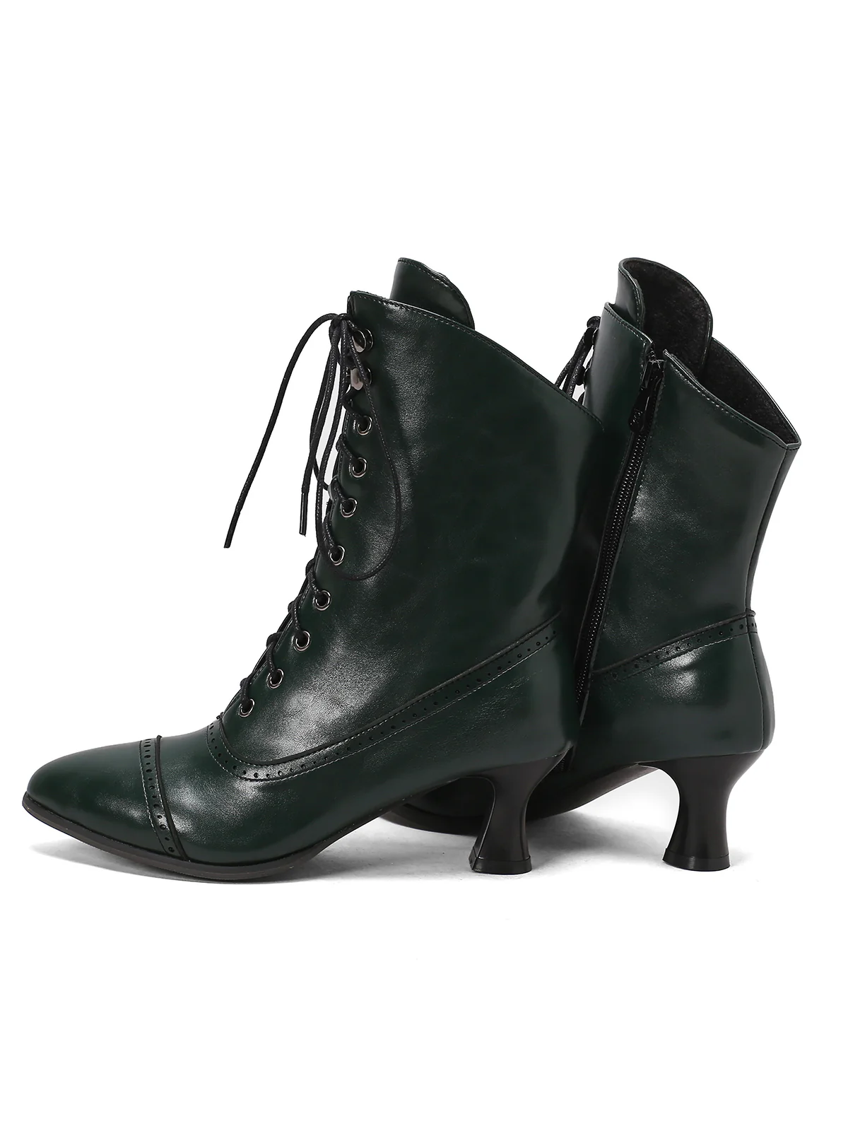 Retro Leather High Heel Boots - Image 5