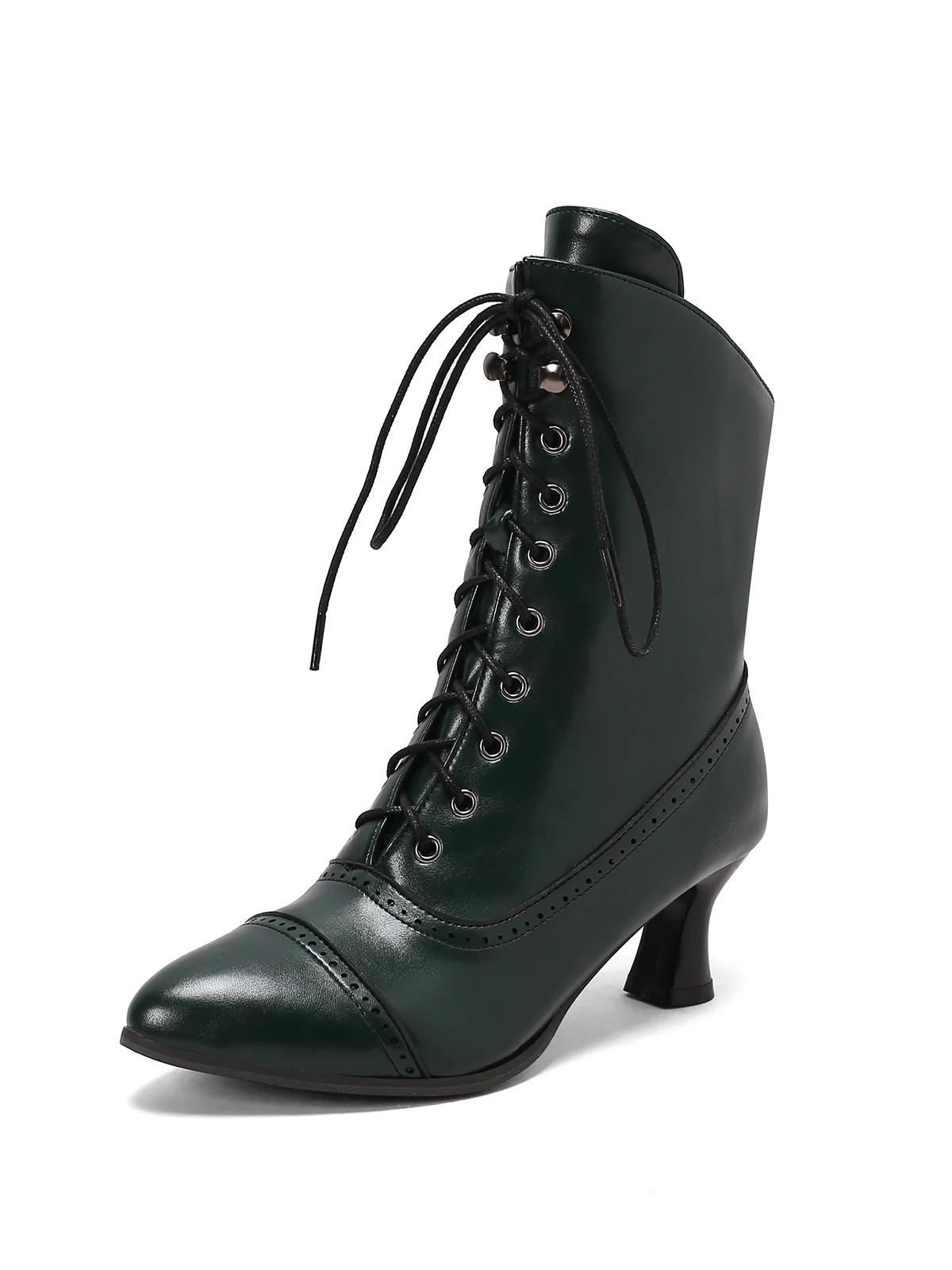 Retro Leather High Heel Boots - Image 6