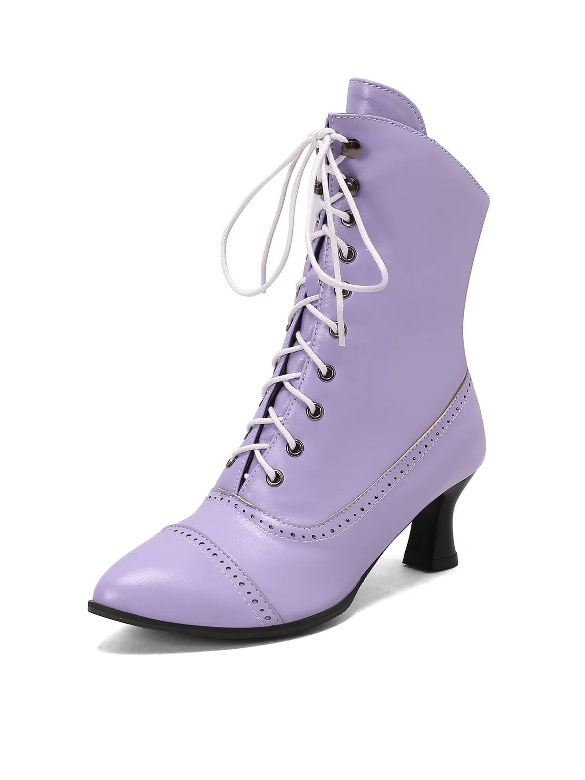 Retro Leather High Heel Boots - Image 21