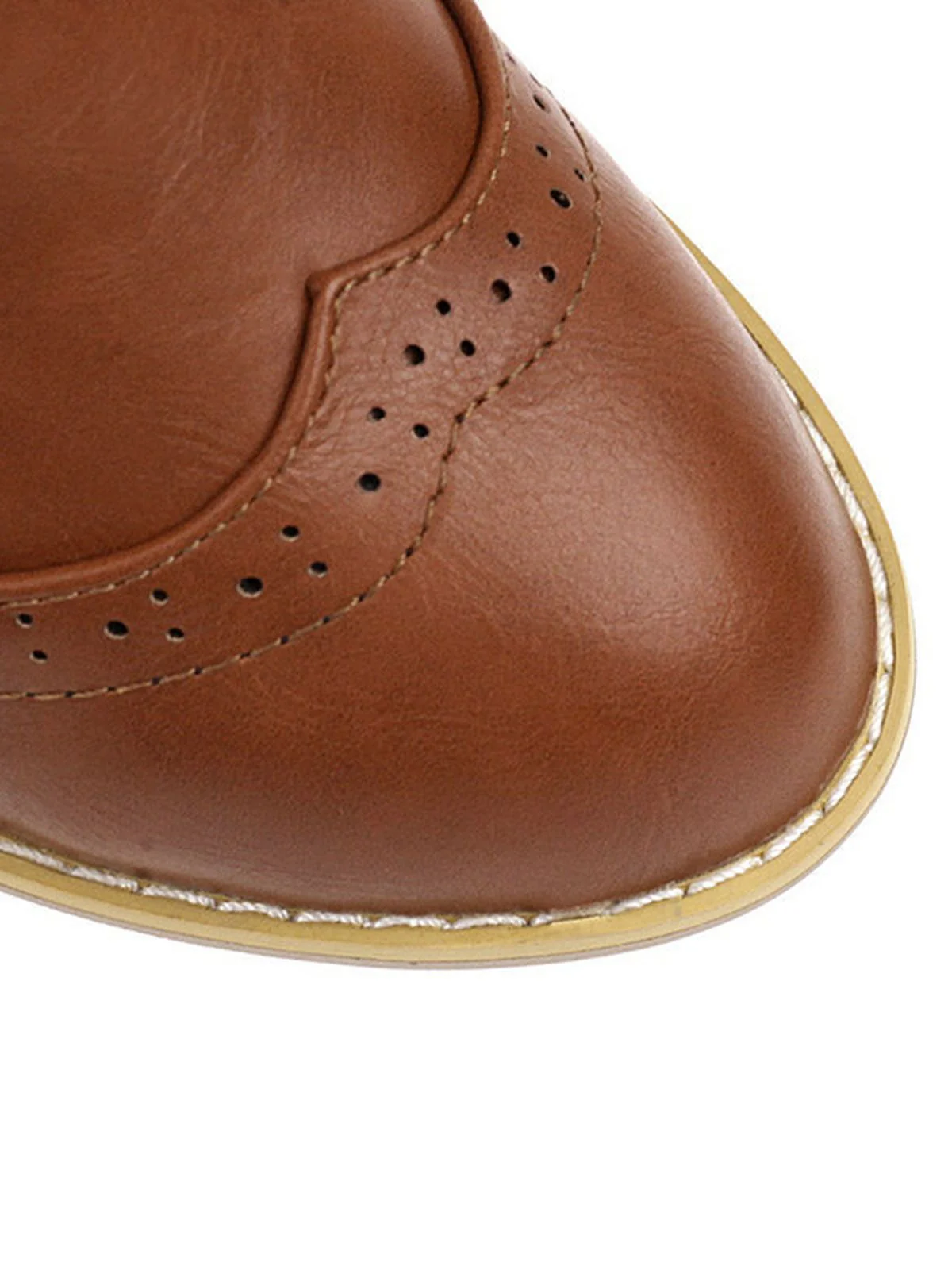 Retro Leather Medium Heel Lace-Up Combat Boots - Image 5
