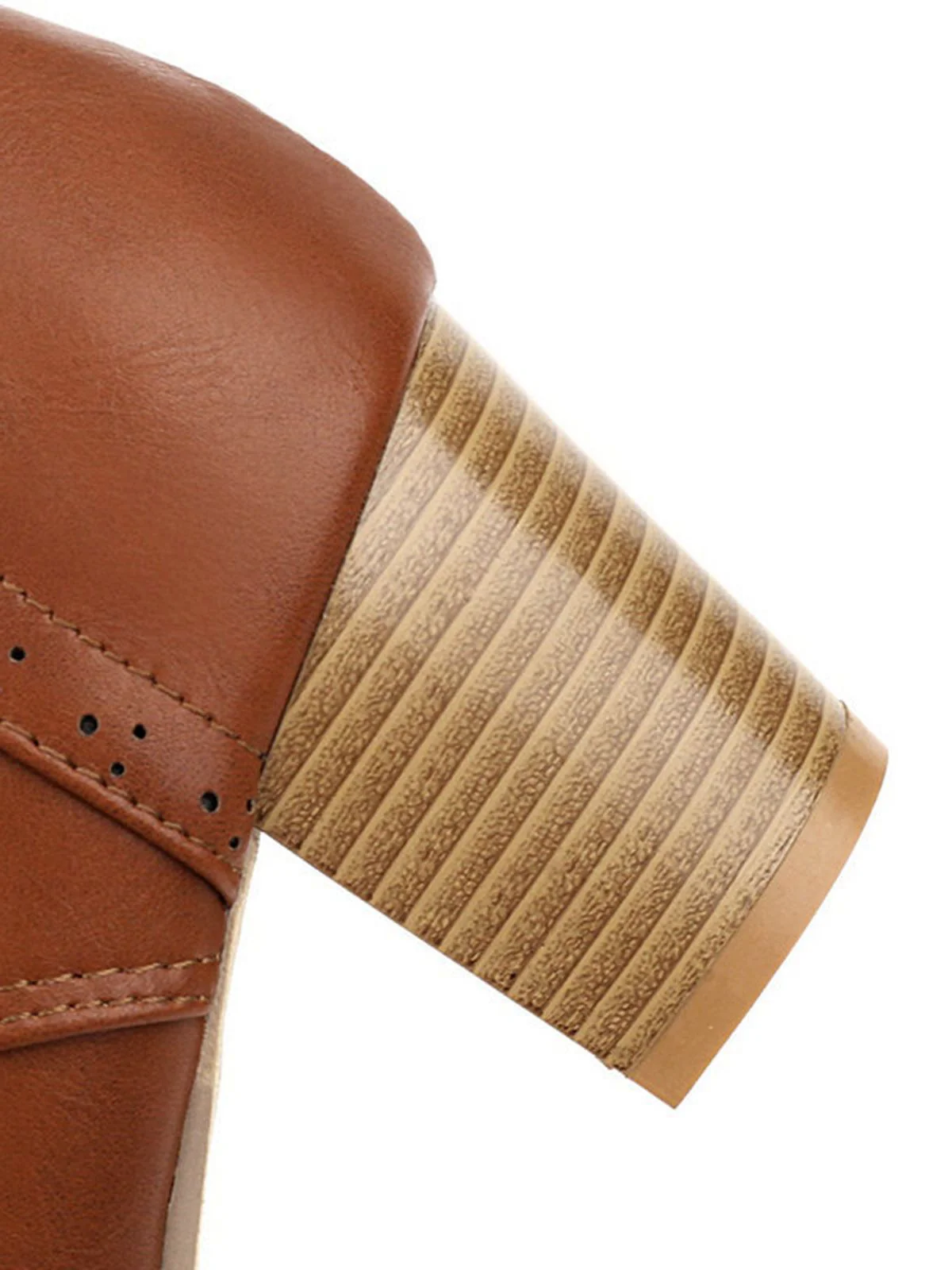 Retro Leather Medium Heel Lace-Up Combat Boots - Image 6