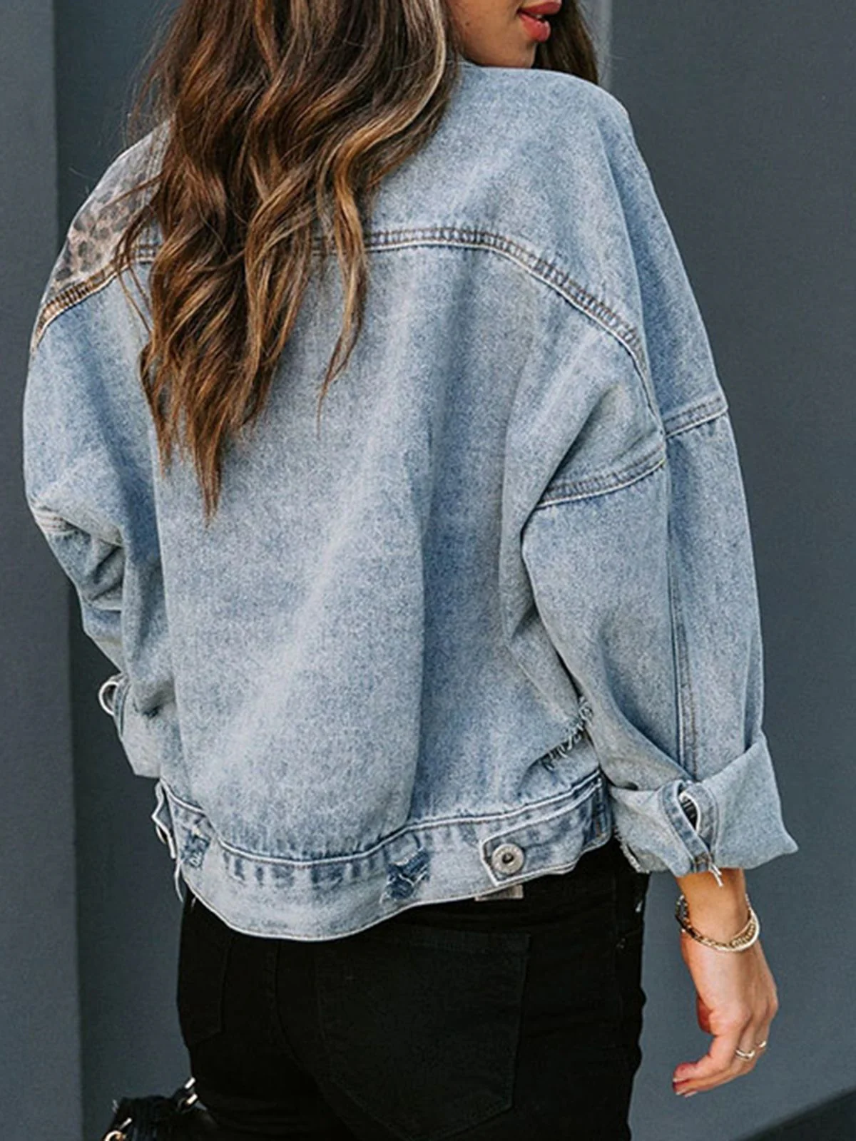 Retro 1980s Leopard Patchwork Denim Jacket - Image 10