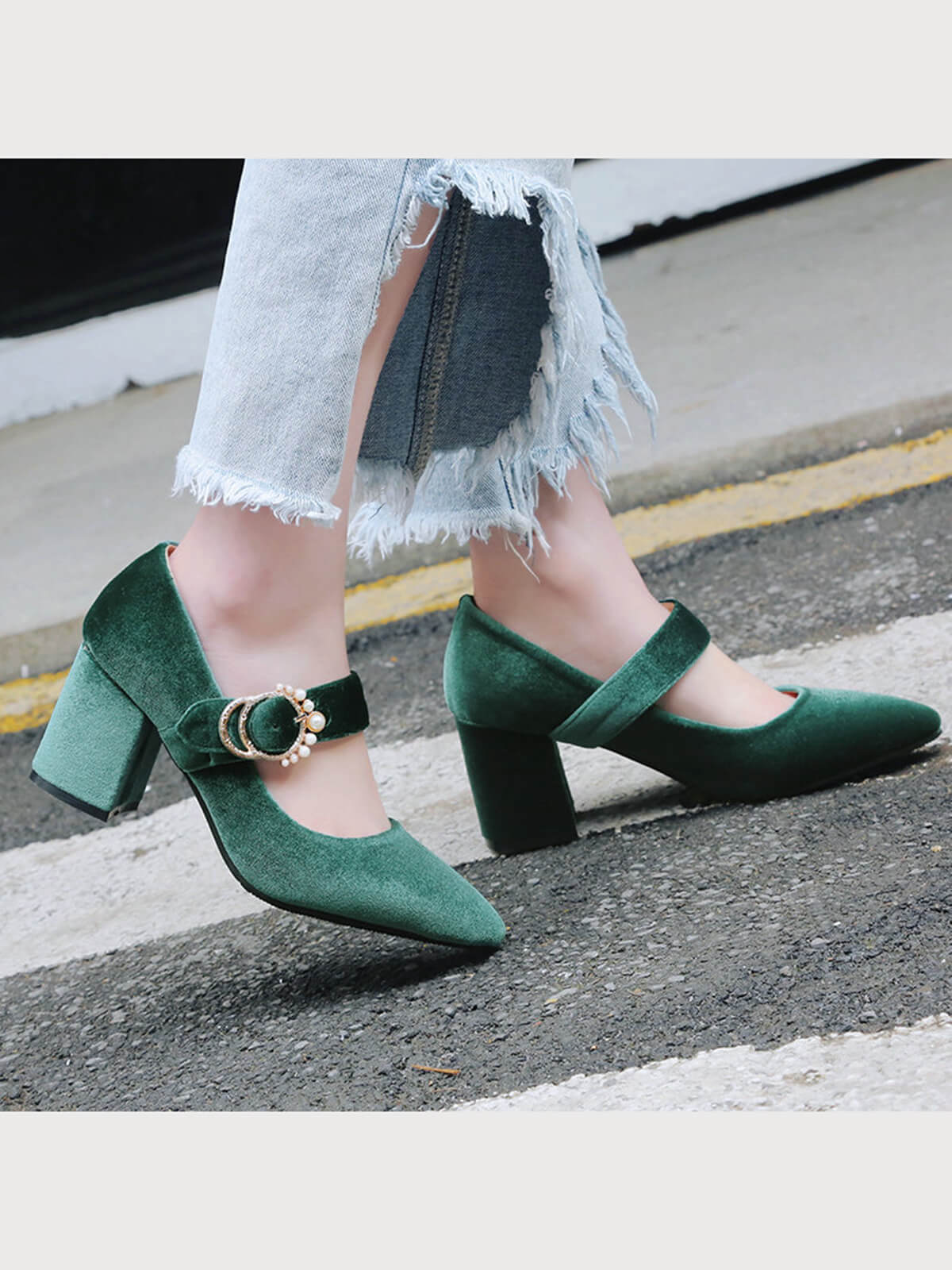 Retro Mary Jane Chunky High Heel Shoes - Image 5