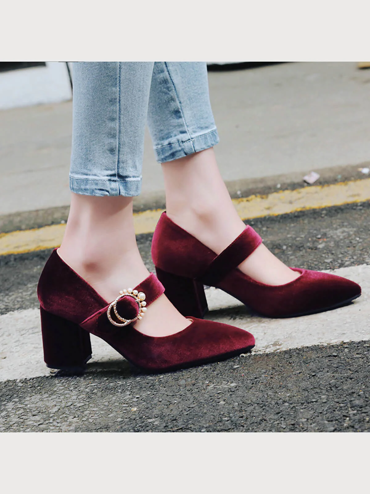 Retro Mary Jane Chunky High Heel Shoes - Image 9