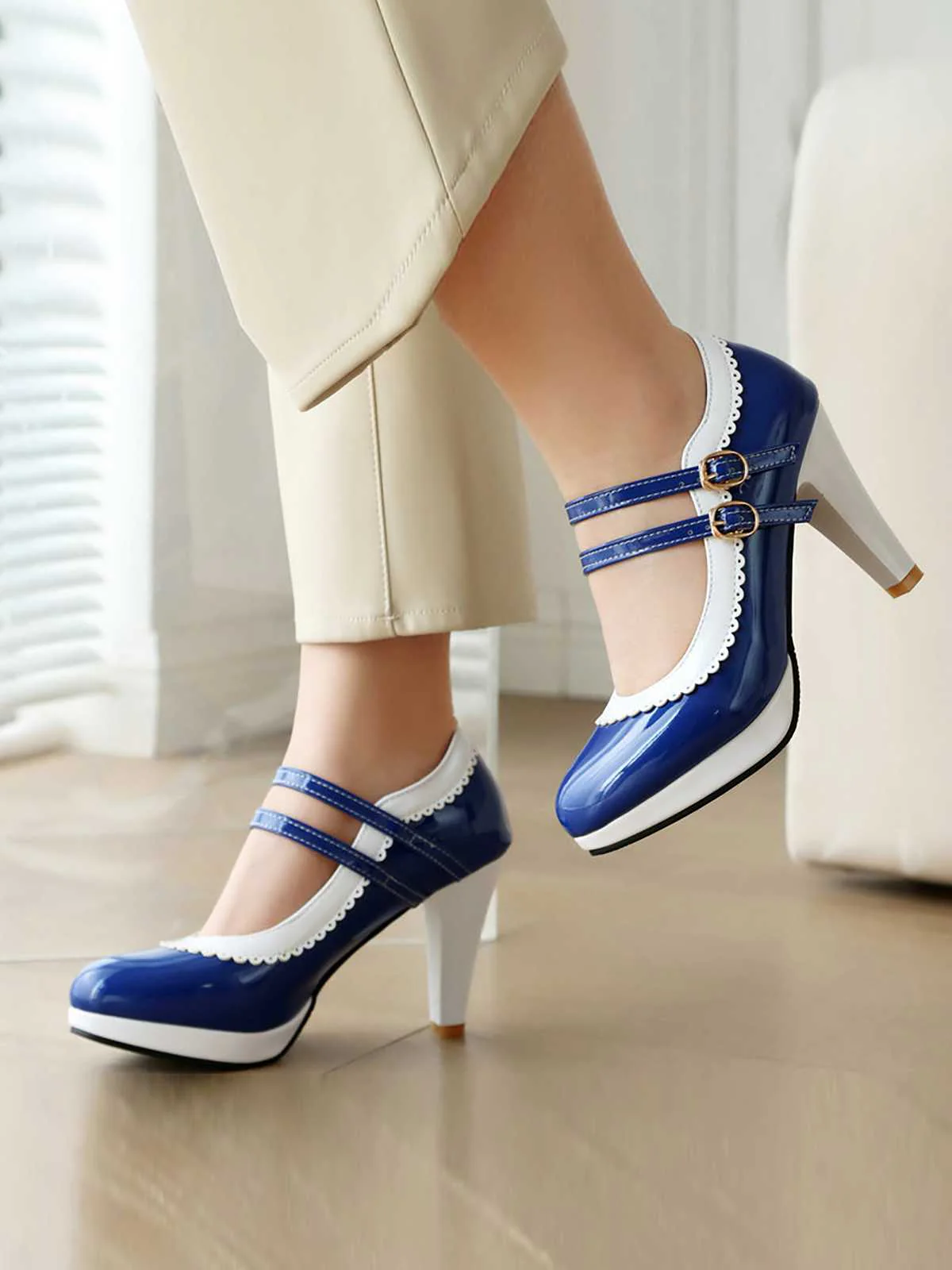 Retro Mary Jane Chunky High Heels Shoes - Image 10