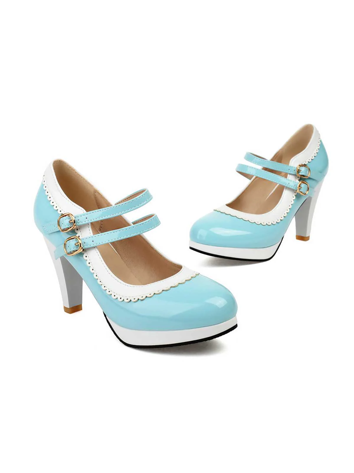 Retro Mary Jane Chunky High Heels Shoes - Image 12