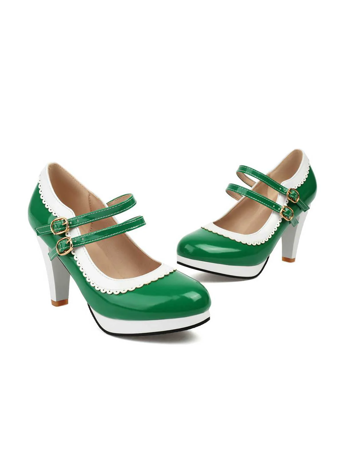 Retro Mary Jane Chunky High Heels Shoes - Image 14