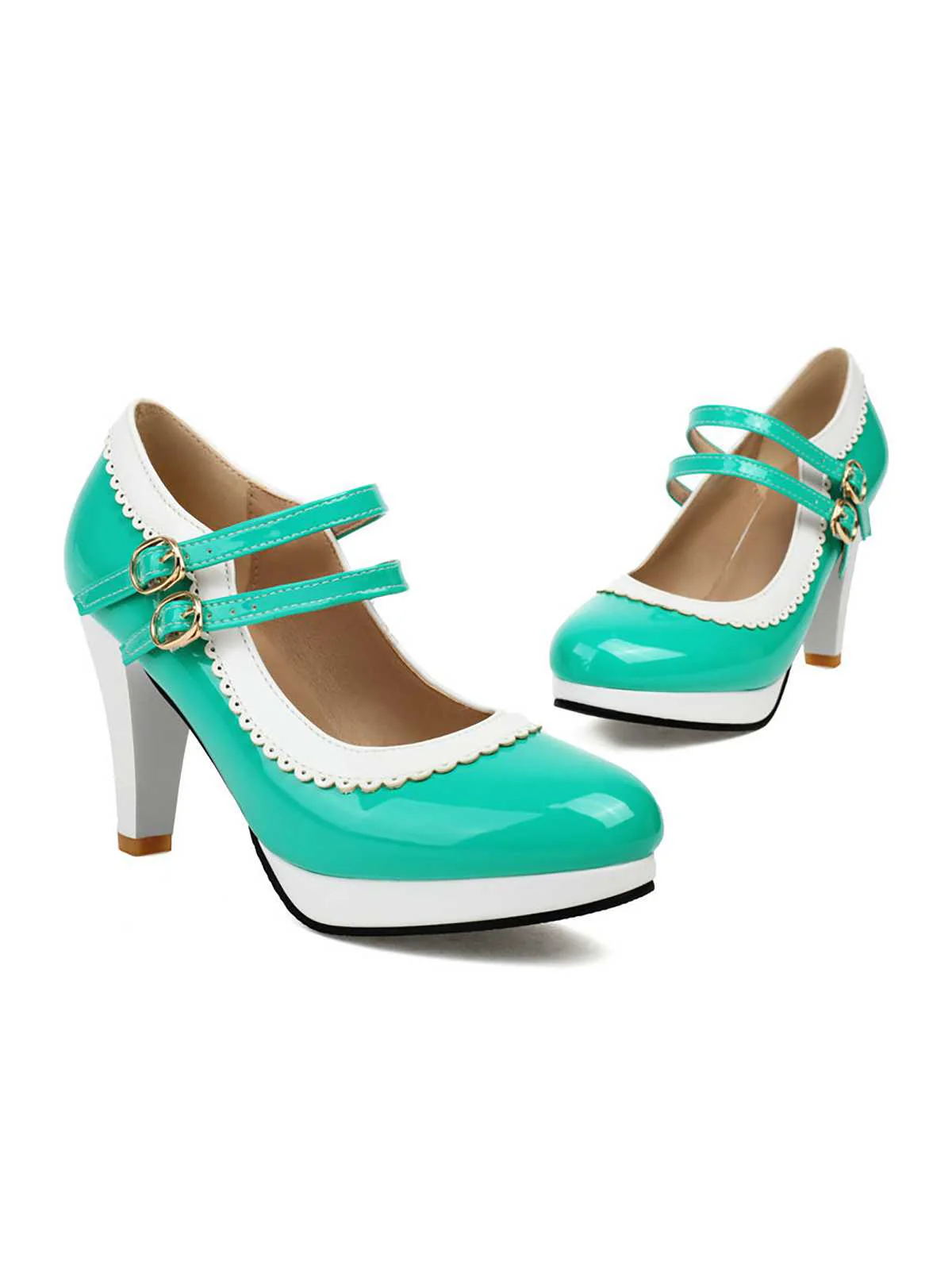 Retro Mary Jane Chunky High Heels Shoes - Image 16