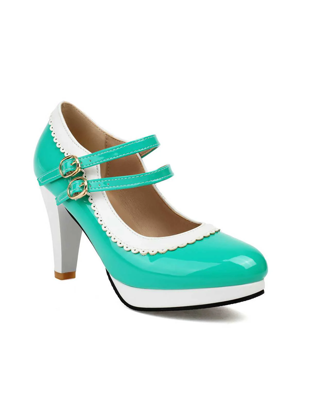 Retro Mary Jane Chunky High Heels Shoes - Image 17