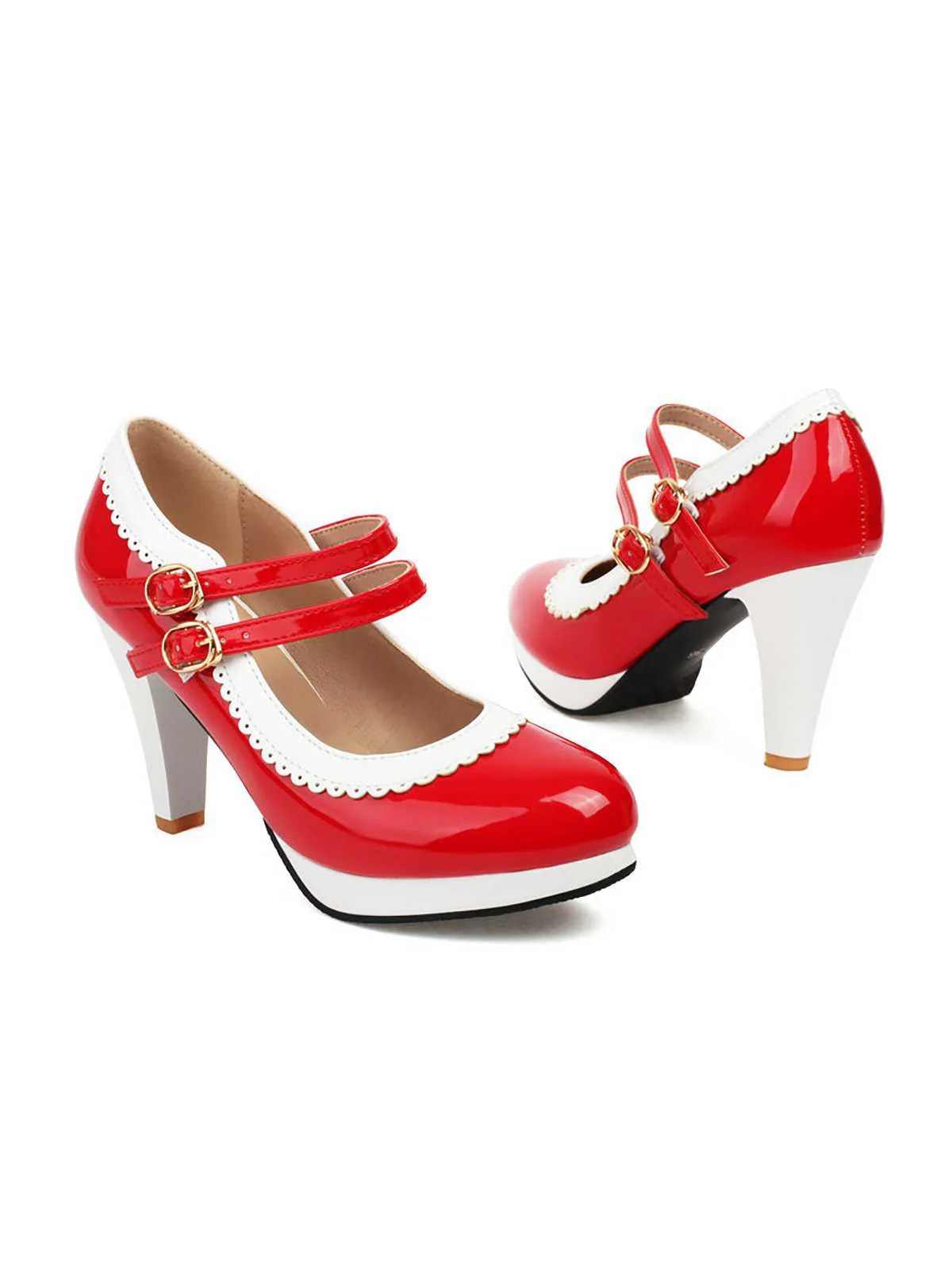 Retro Mary Jane Chunky High Heels Shoes - Image 18