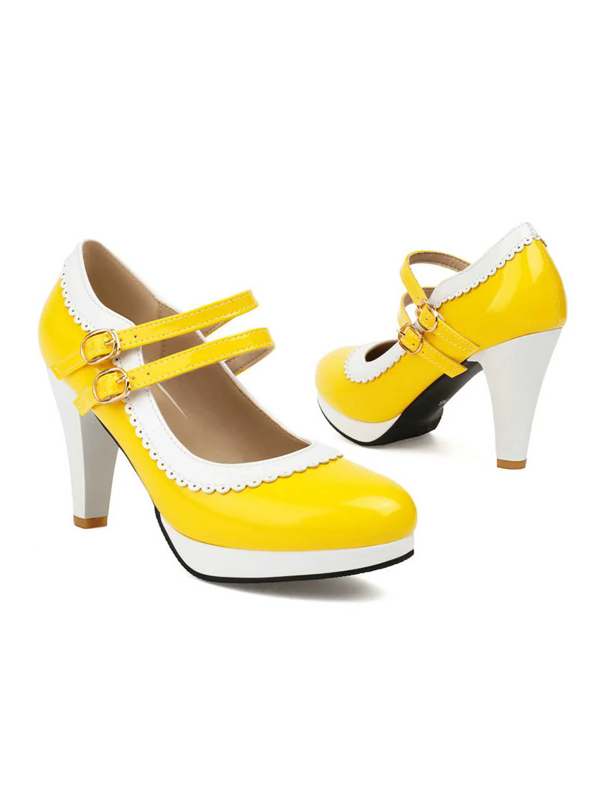 Retro Mary Jane Chunky High Heels Shoes - Image 21