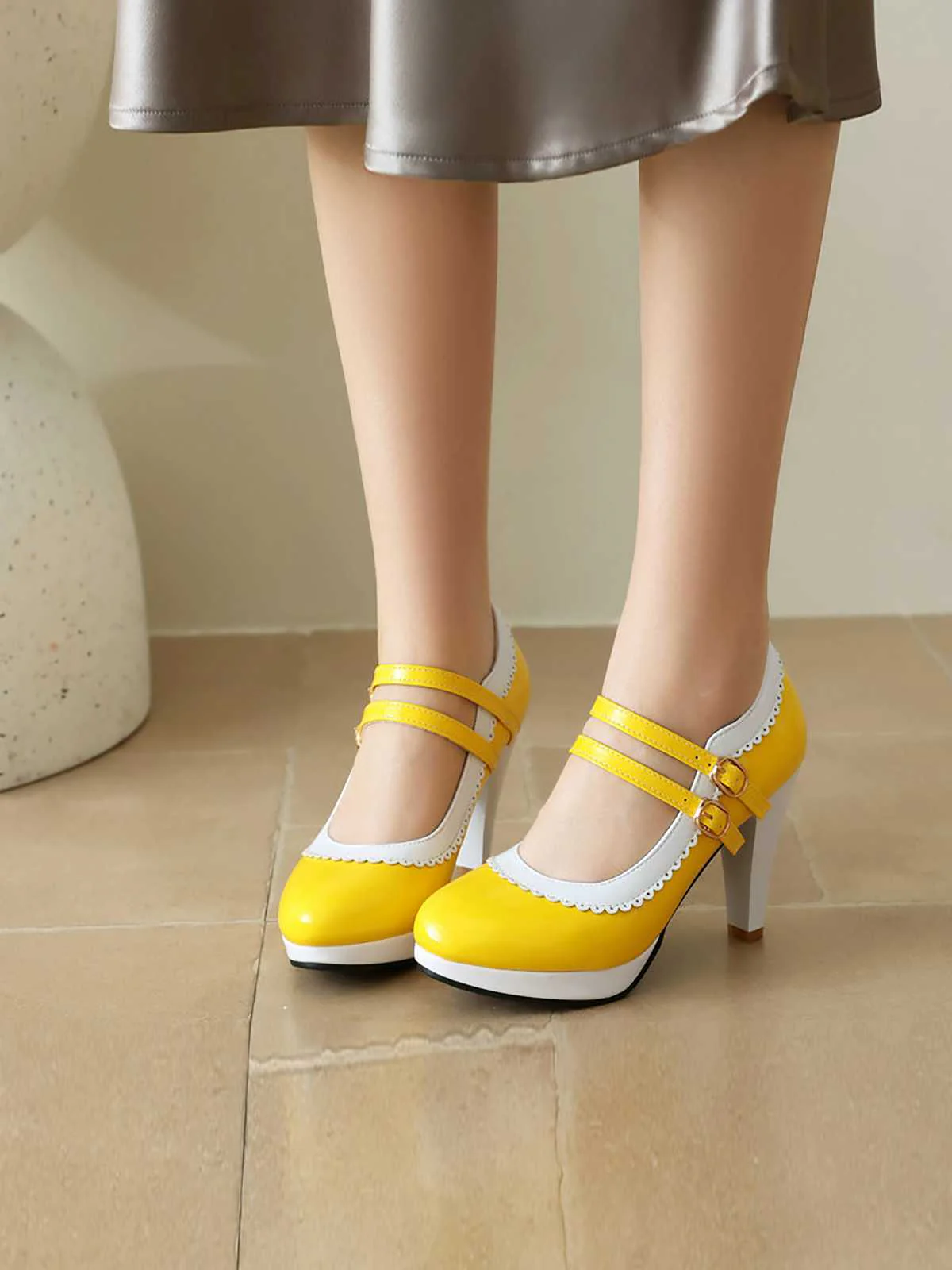 Retro Mary Jane Chunky High Heels Shoes - Image 23