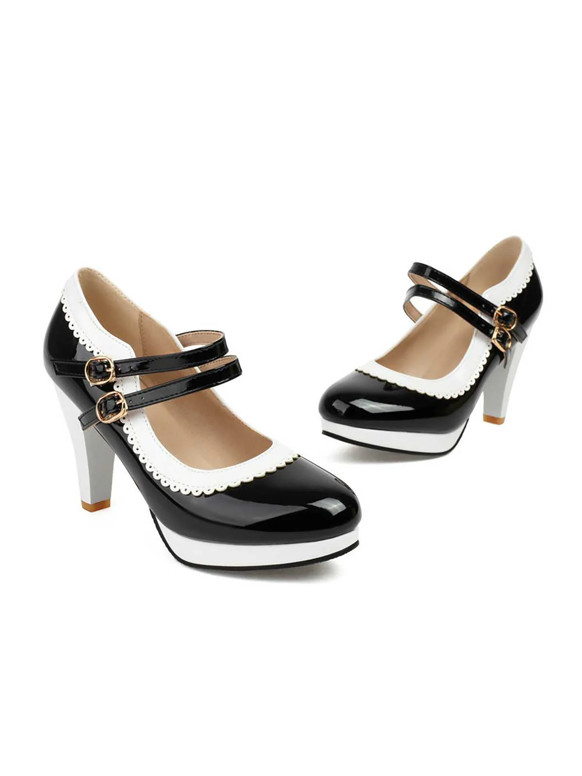 Retro Mary Jane Chunky High Heels Shoes - Image 3