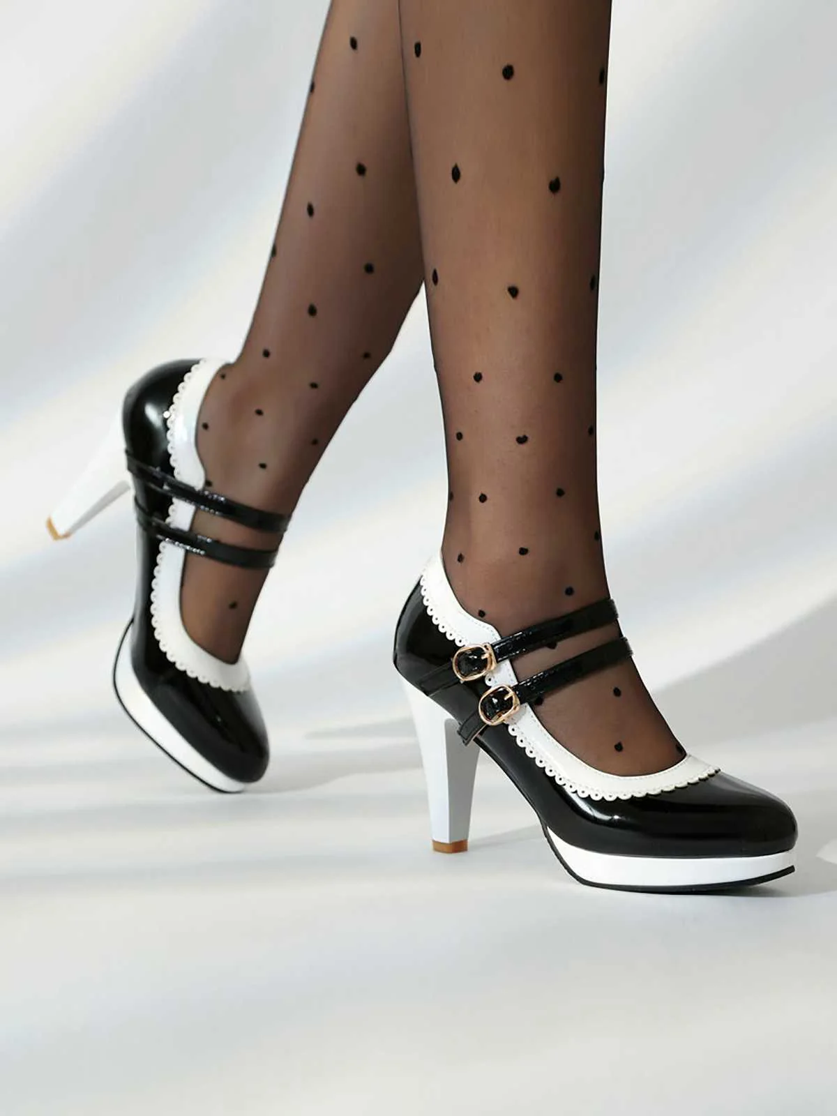 Retro Mary Jane Chunky High Heels Shoes - Image 4