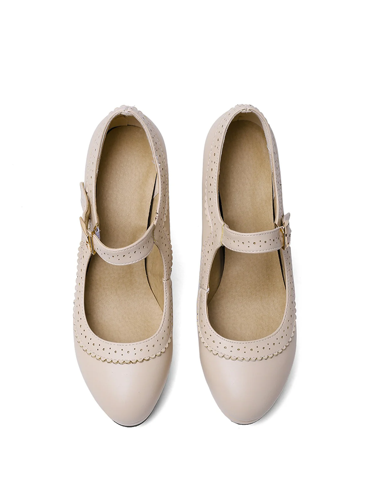 Retro Mary Jane Leather Chuny Heels - Image 11
