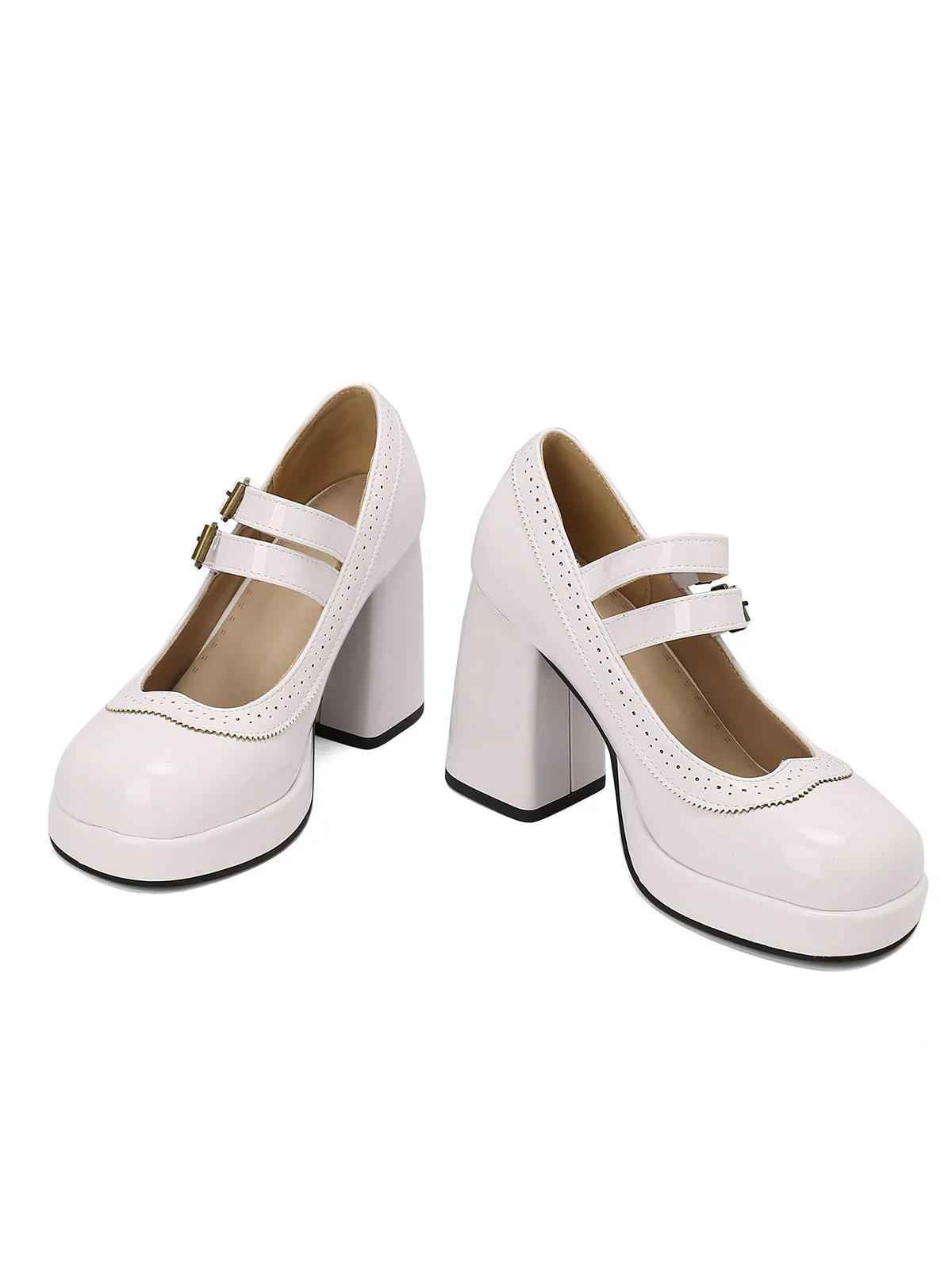 Retro Mary Jane Patent Leather Platform Chuny Heels - Image 10