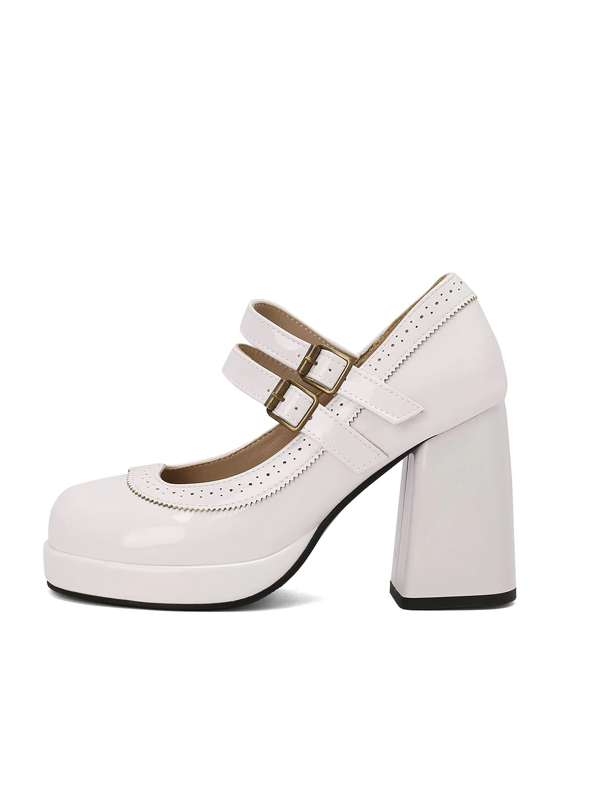 Retro Mary Jane Patent Leather Platform Chuny Heels - Image 12