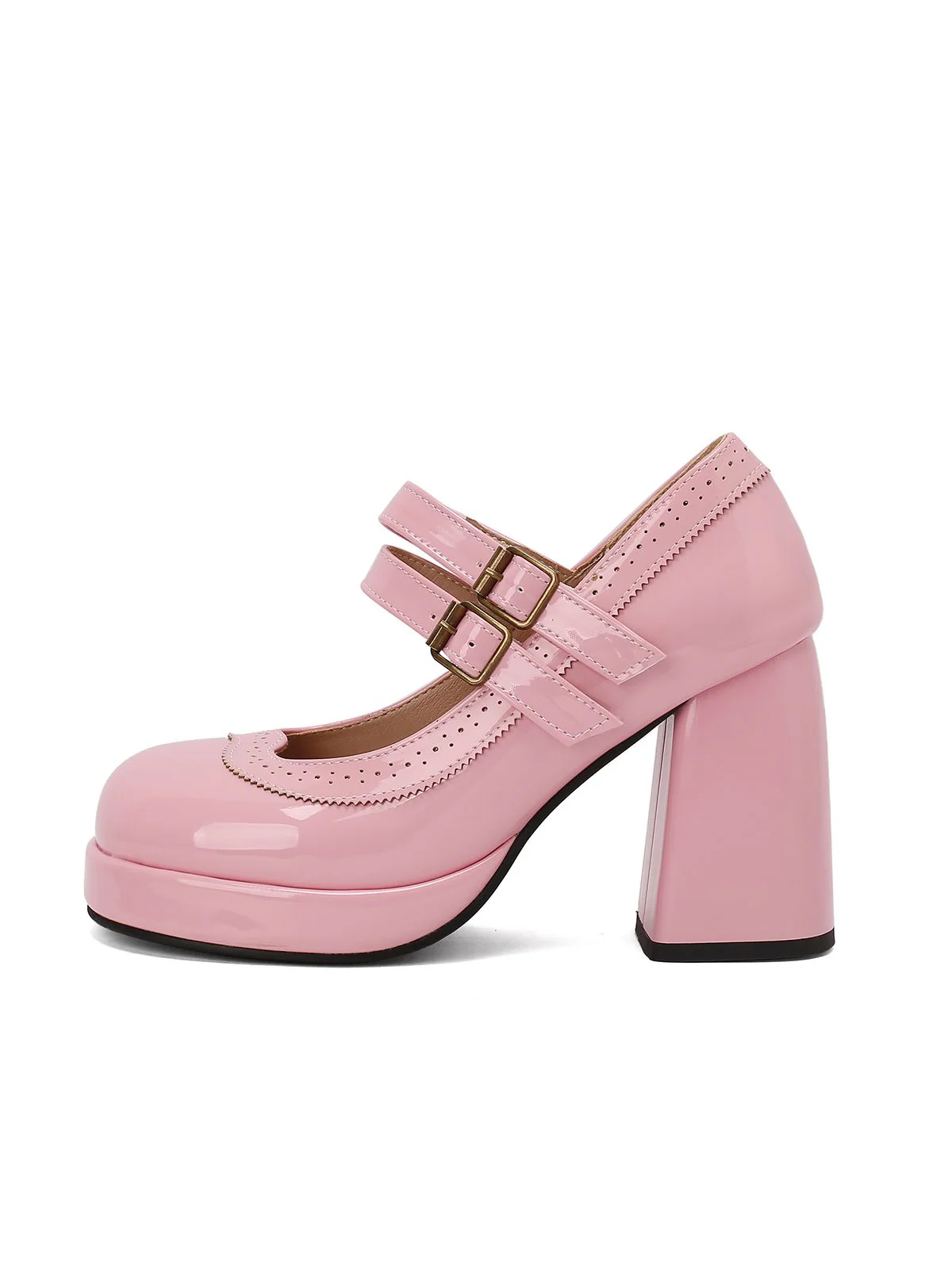 Retro Mary Jane Patent Leather Platform Chuny Heels - Image 5