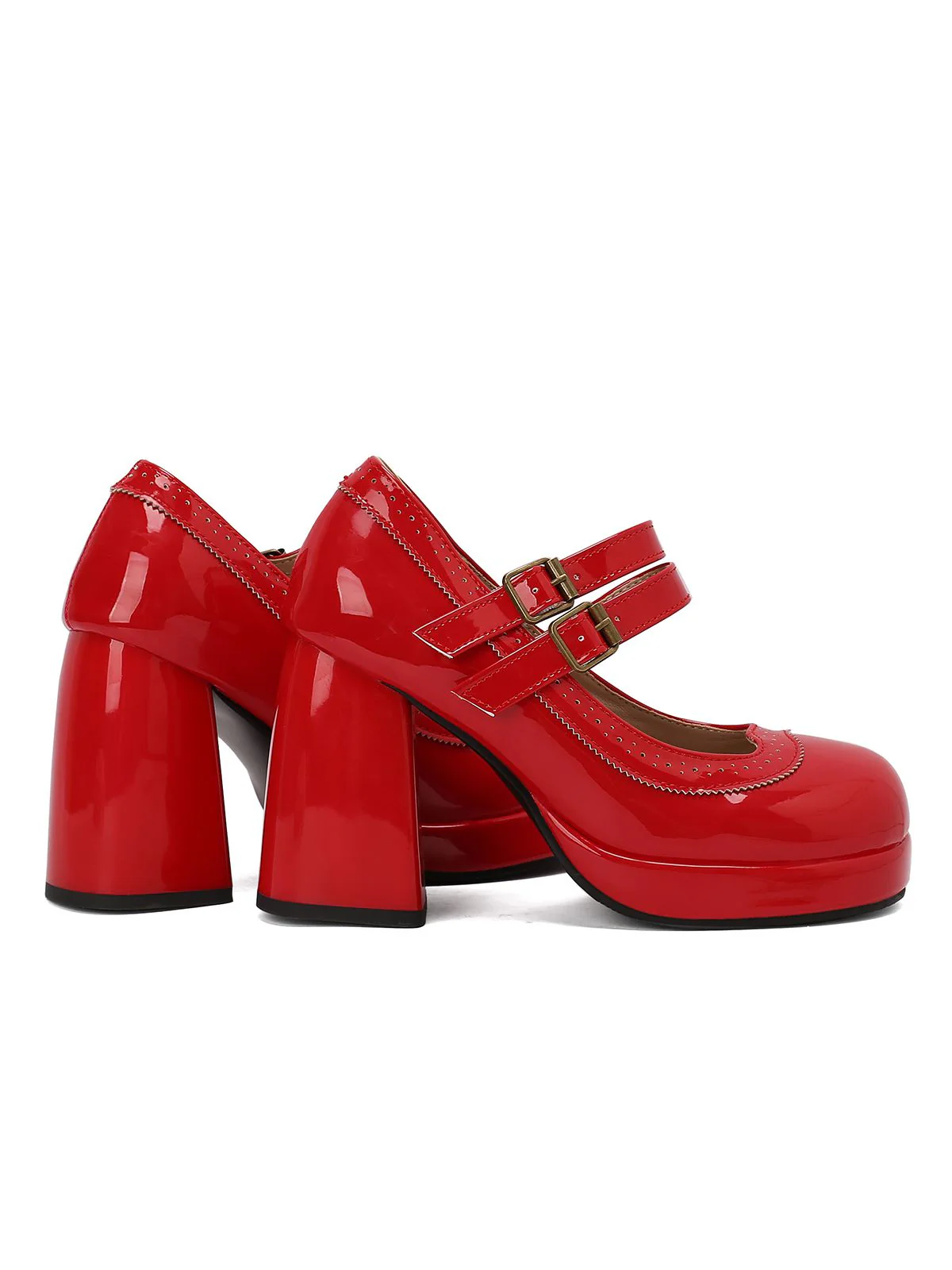 Retro Mary Jane Patent Leather Platform Chuny Heels - Image 7
