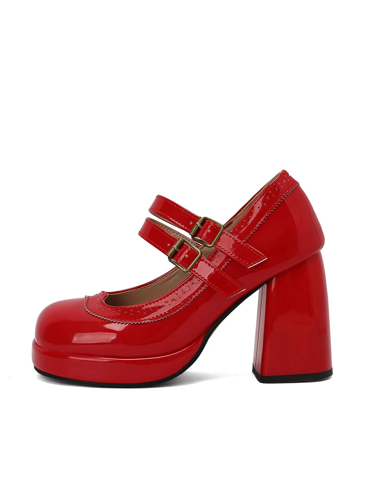 Retro Mary Jane Patent Leather Platform Chuny Heels - Image 9