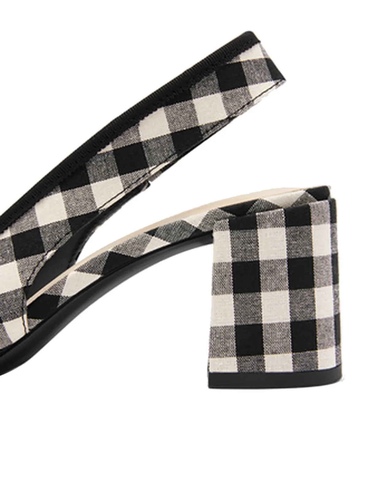 Retro Mary Jane Plaid Chunky Heel Shoes - Image 6