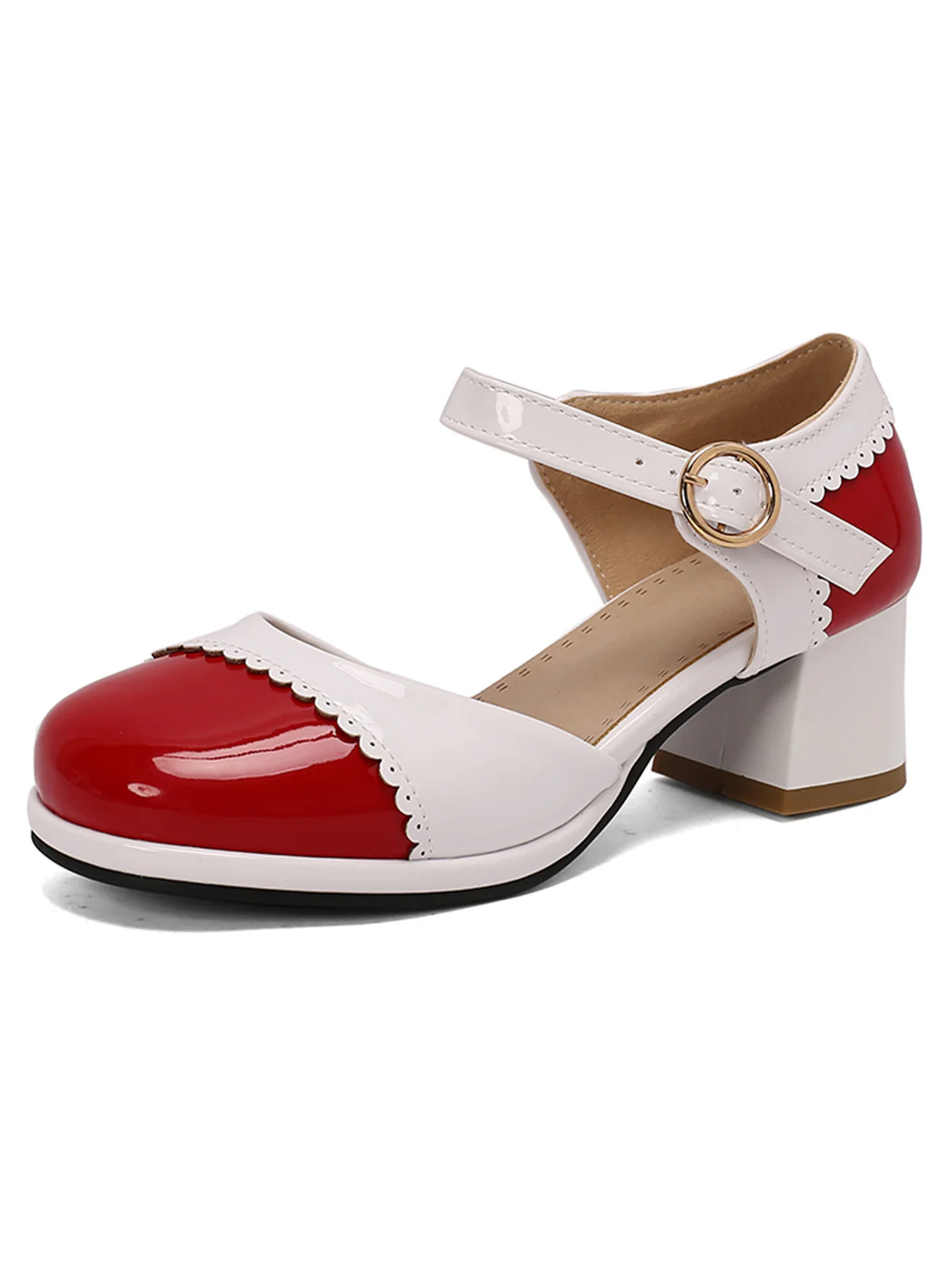 Retro Mary Jane Round Toe High Heel Shoes - Image 16