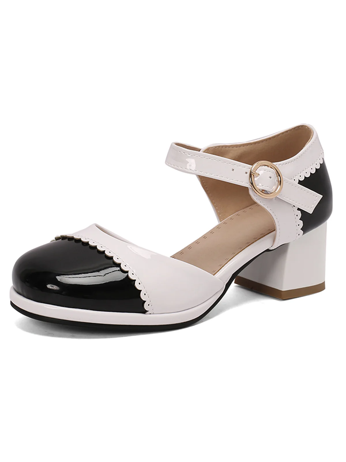 Retro Mary Jane Round Toe High Heel Shoes - Image 2