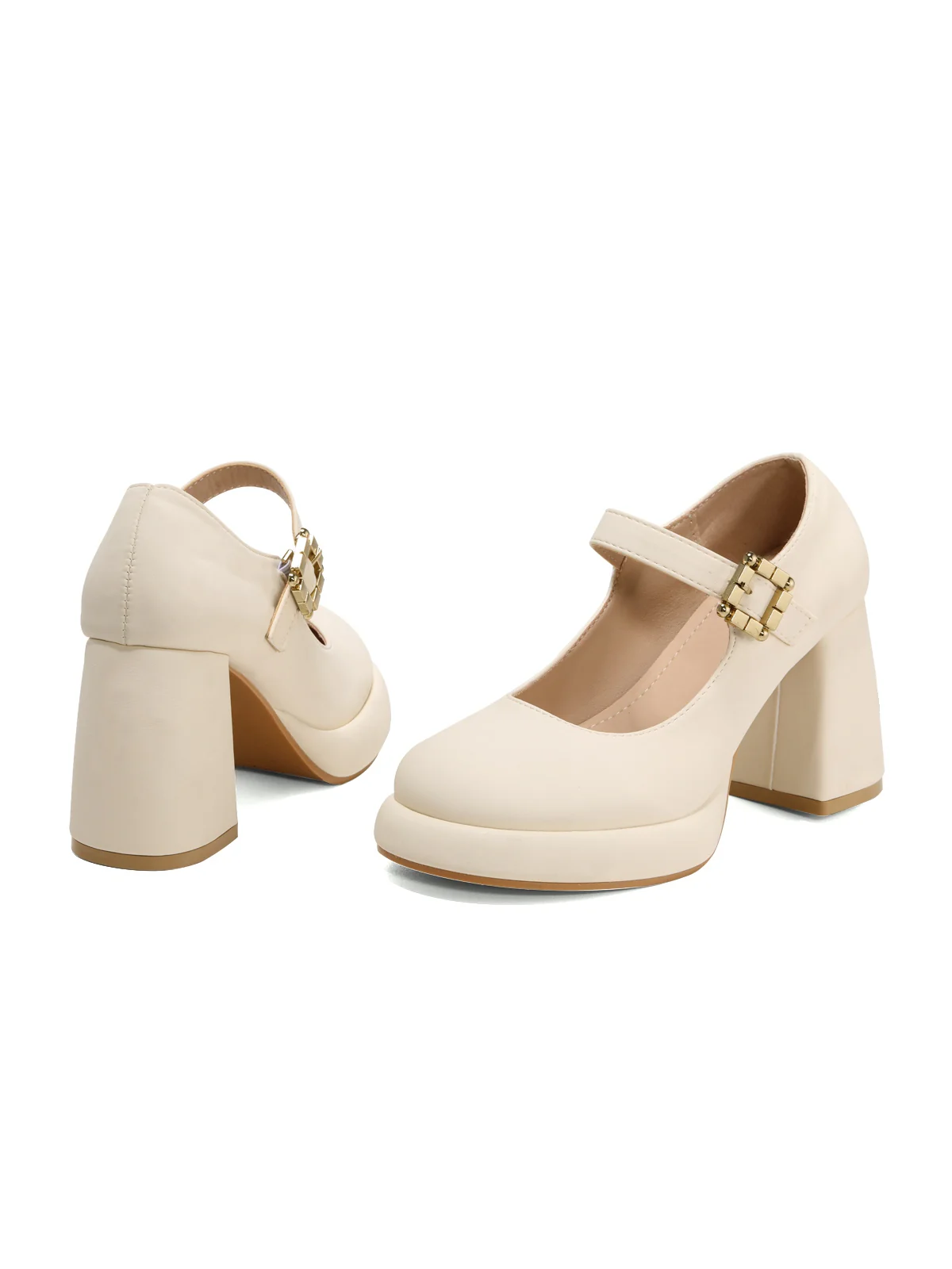 Retro Mary Jane Round Toe High Heel Shoes - Image 2