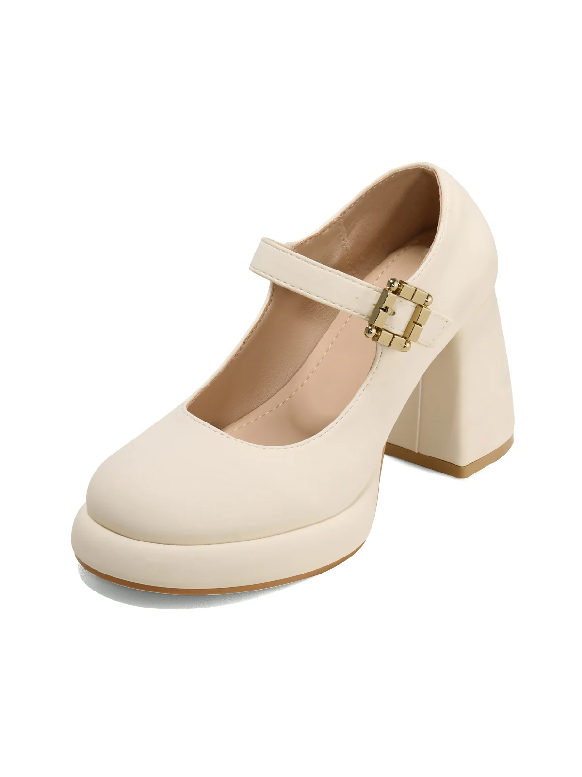 Retro Mary Jane Round Toe High Heel Shoes - Image 3