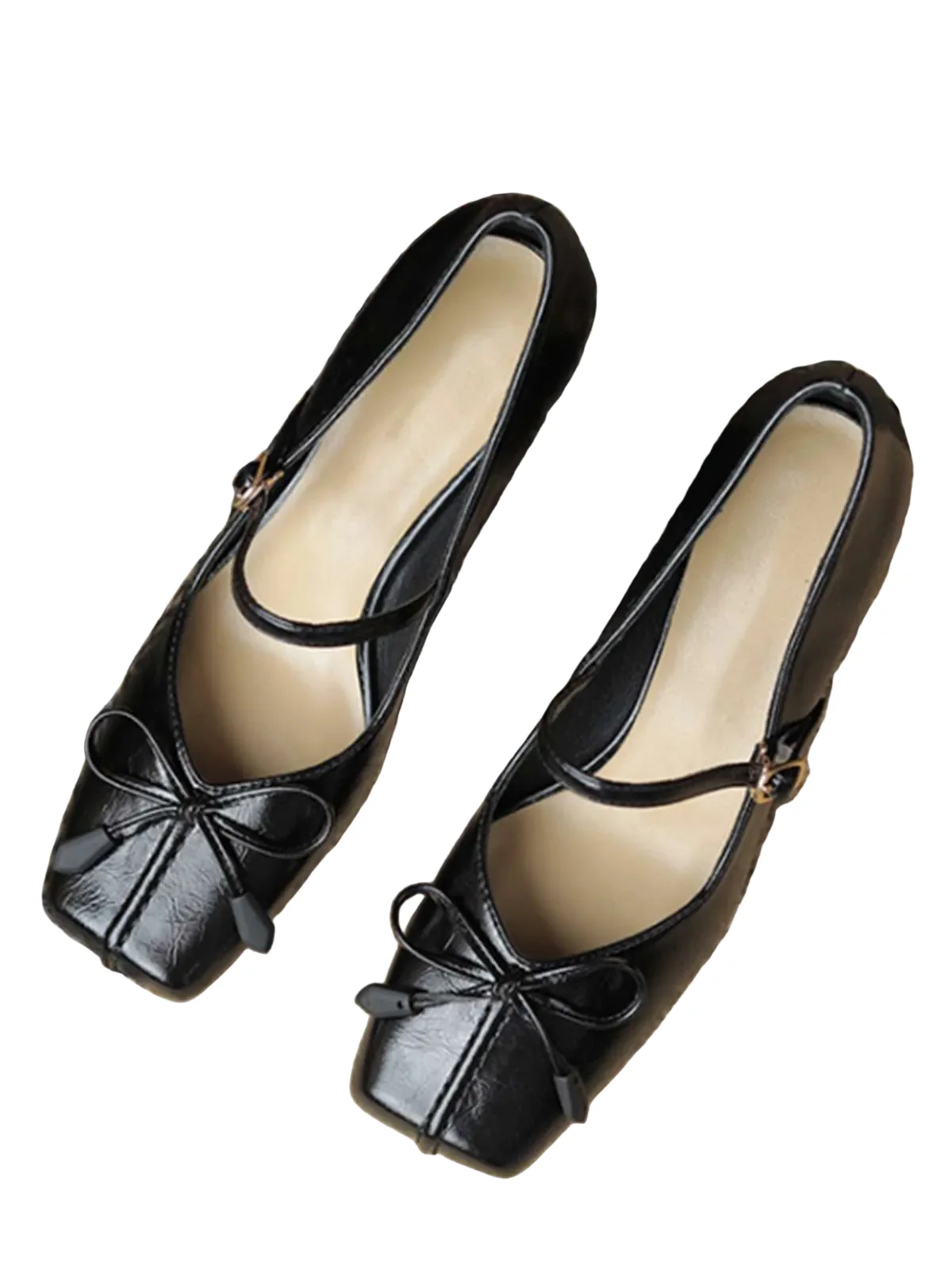 Retro Bow Square Toe High Heel Shoes - Image 3