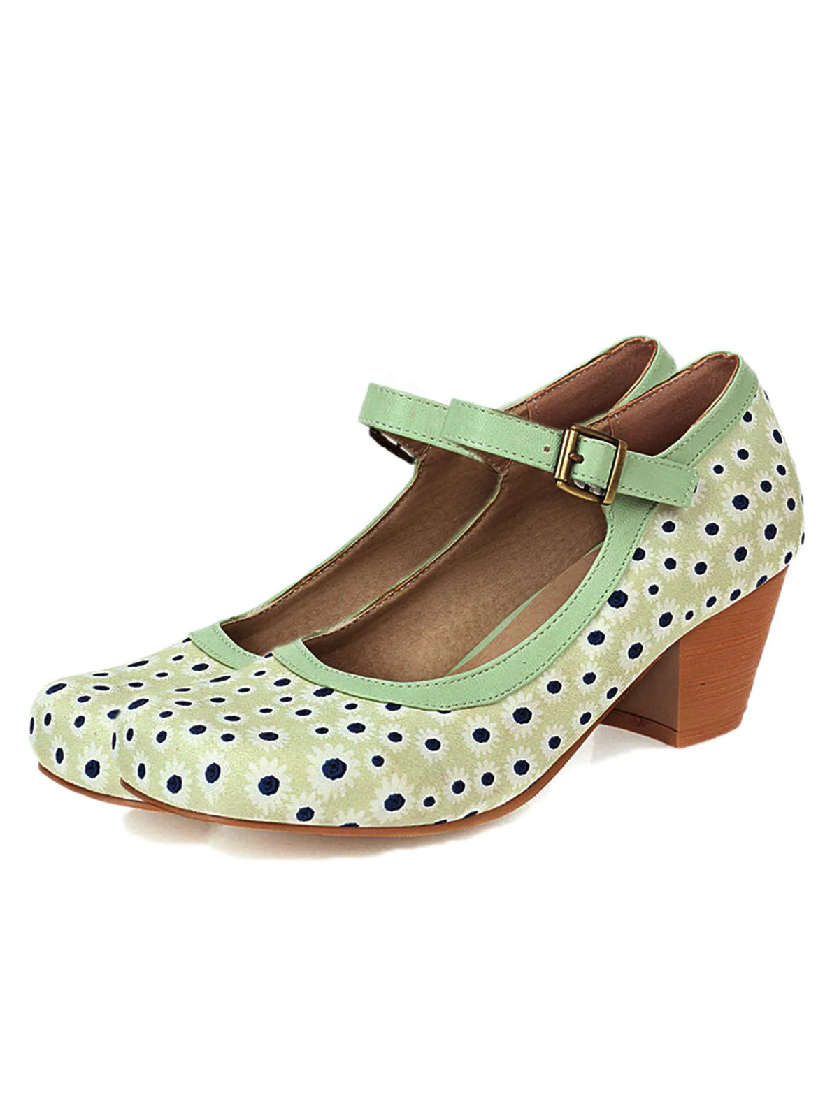 Retro Mid Heels Mary Jane Shoes - Image 6