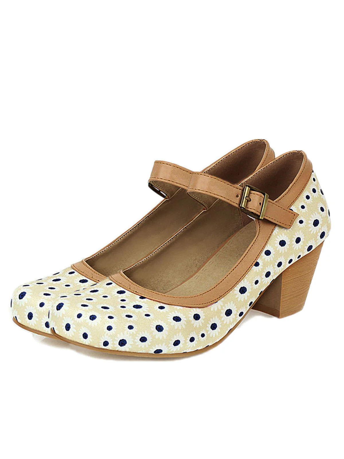Retro Mid Heels Mary Jane Shoes - Image 9