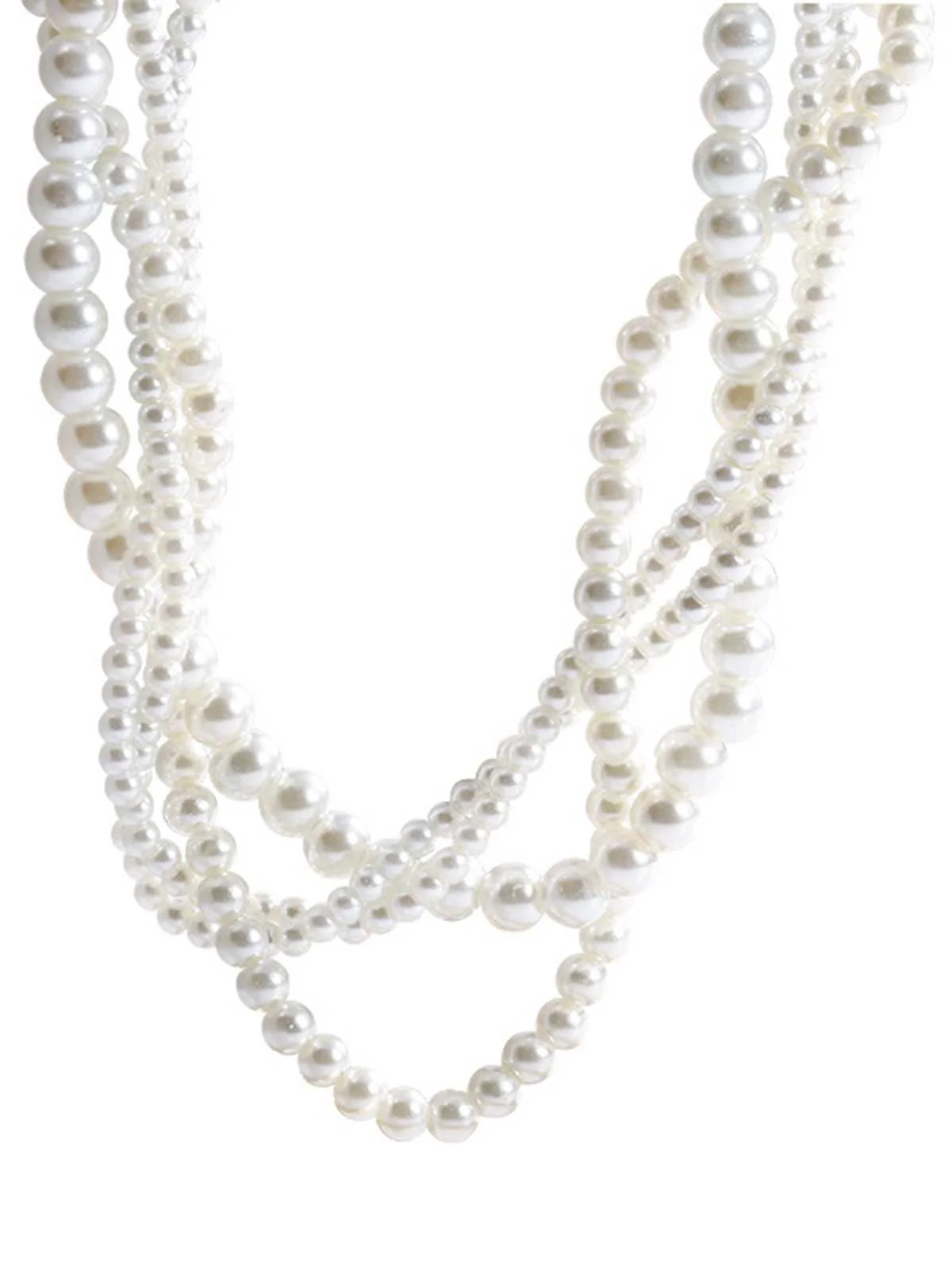 Retro Multi-Layered Pearl Pendant Necklace - Image 3