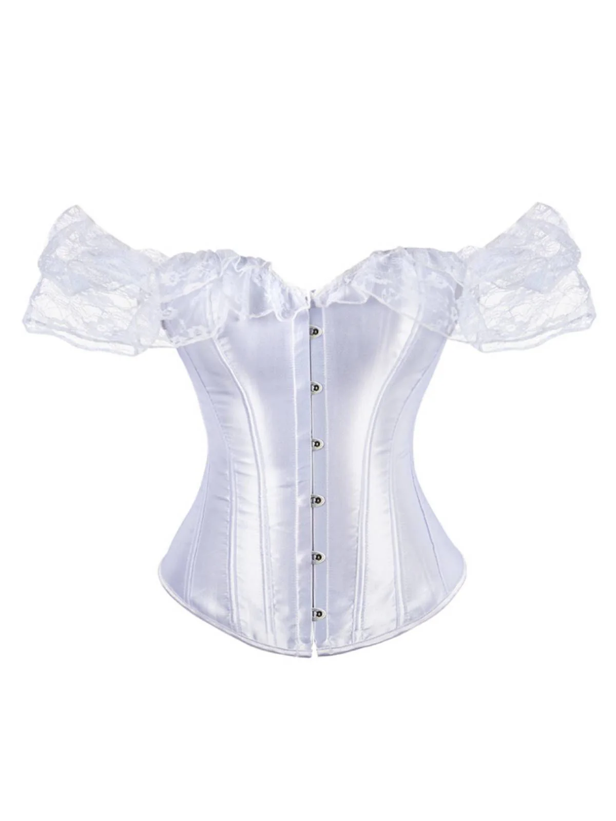 Retro Off-shoulder Lace Solid Corset - Image 7