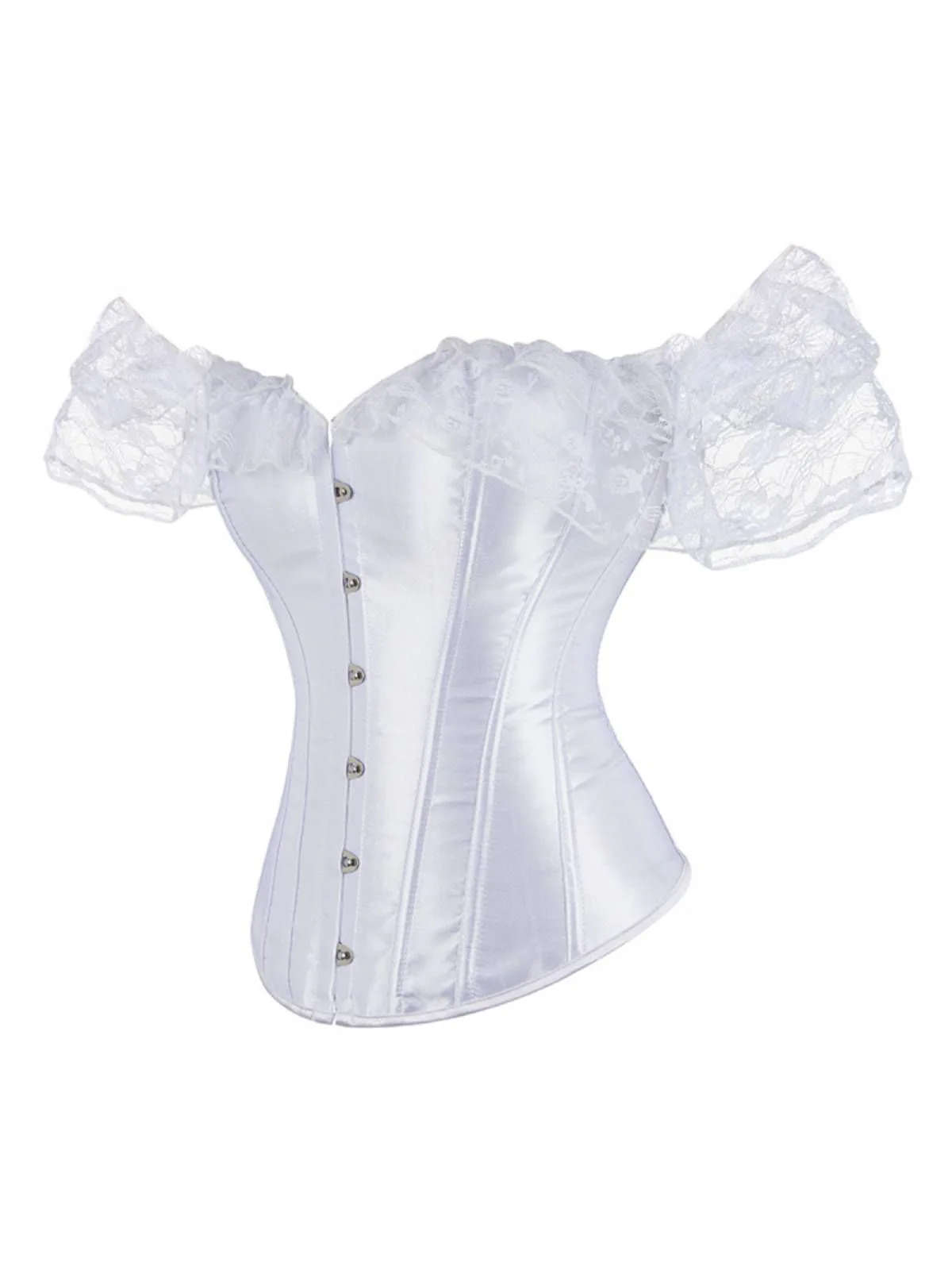 Retro Off-shoulder Lace Solid Corset - Image 8