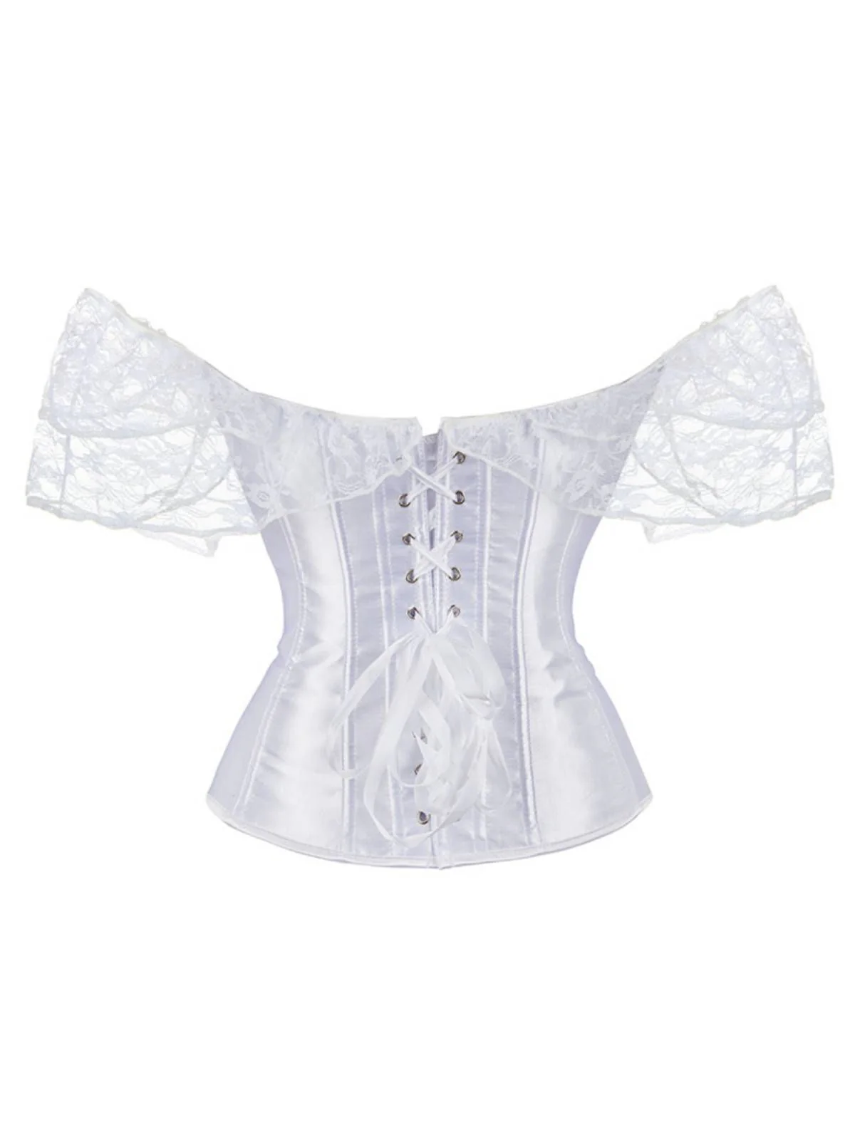 Retro Off-shoulder Lace Solid Corset - Image 9