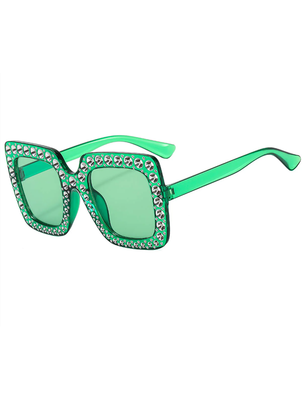 Retro Party Rhinestone Sqaure Sunglasses - Image 3