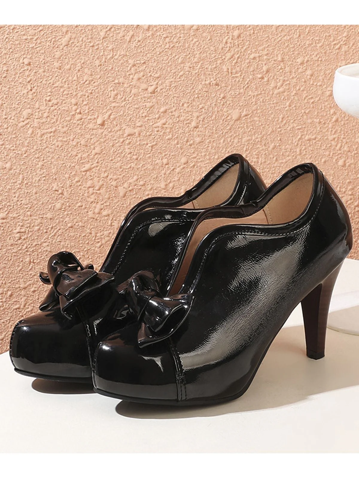 Retro Patchwork Ankle French Heel Shoes - Image 11