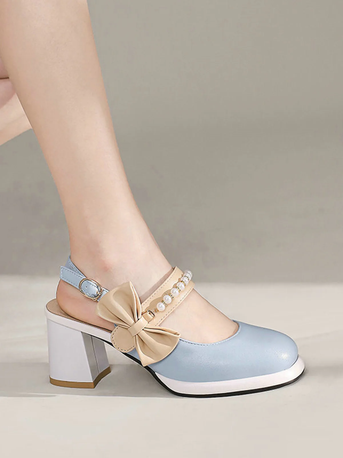 Retro Pearl Décor Sling Back Shoes - Image 2