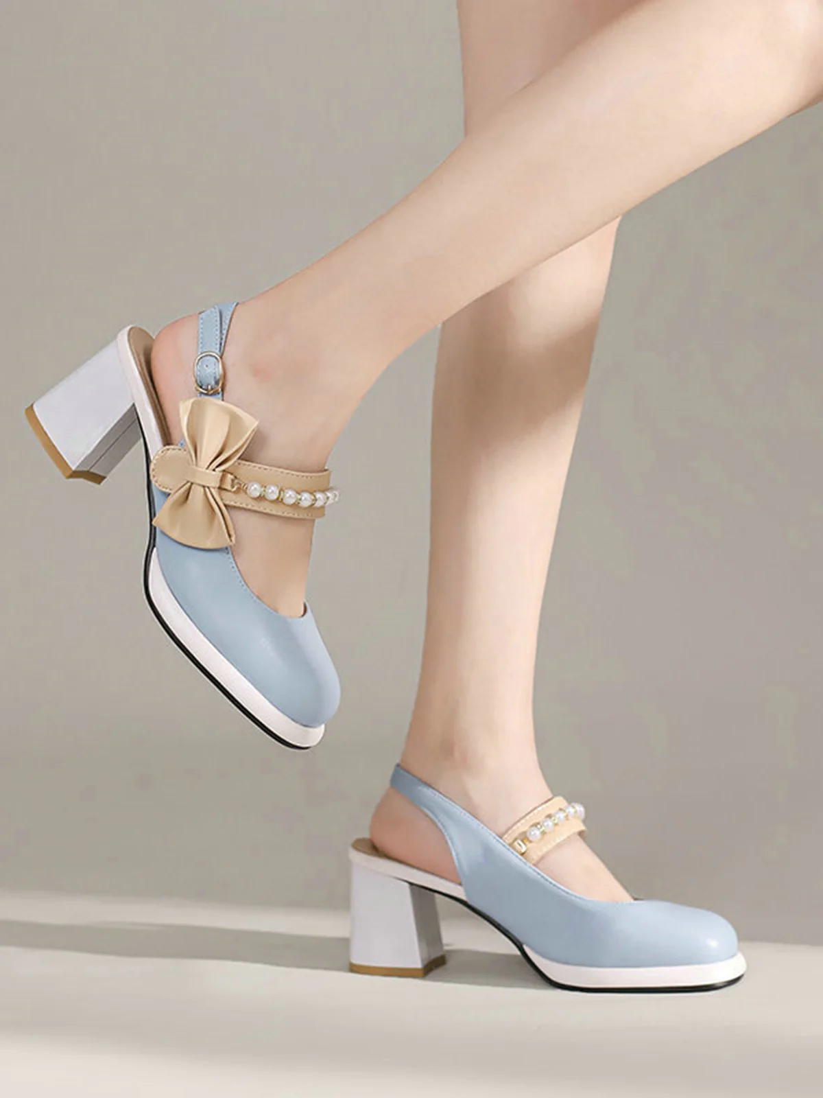 Retro Pearl Décor Sling Back Shoes - Image 3