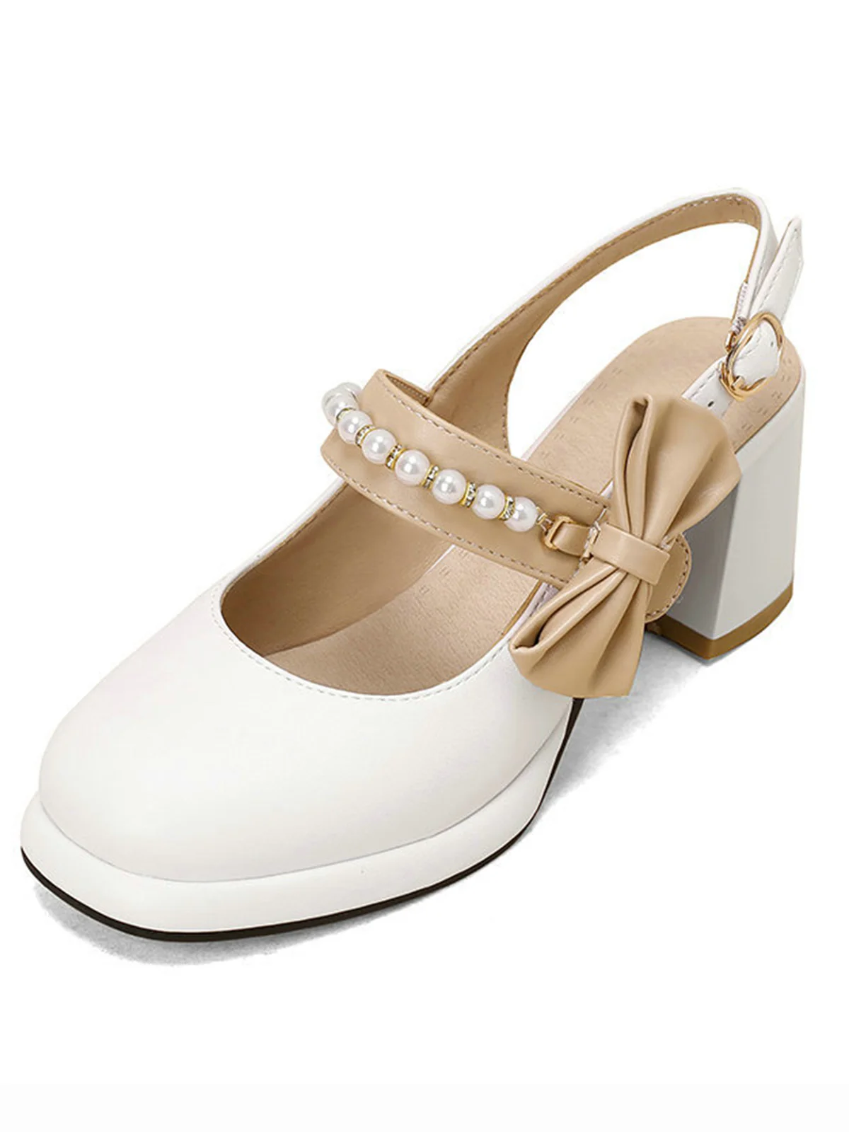 Retro Pearl Décor Sling Back Shoes - Image 7