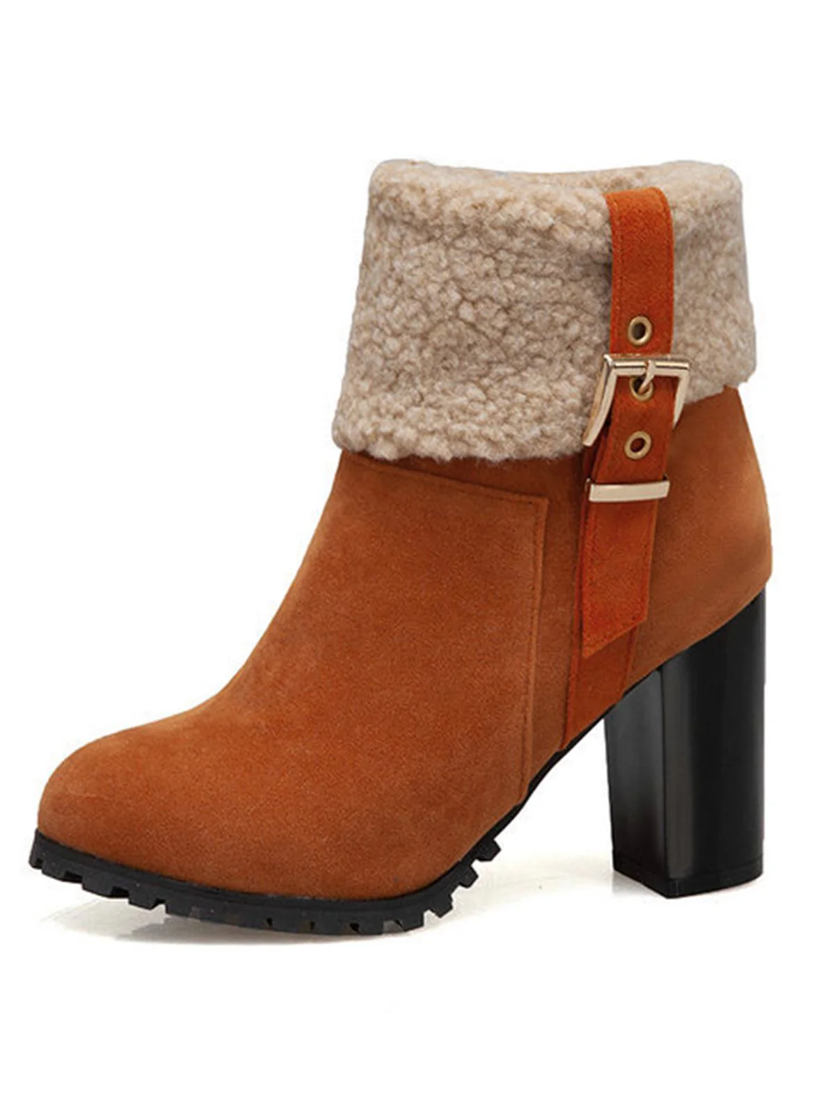 Retro Plus Velvet Chunky Heel Short Boots - Image 12