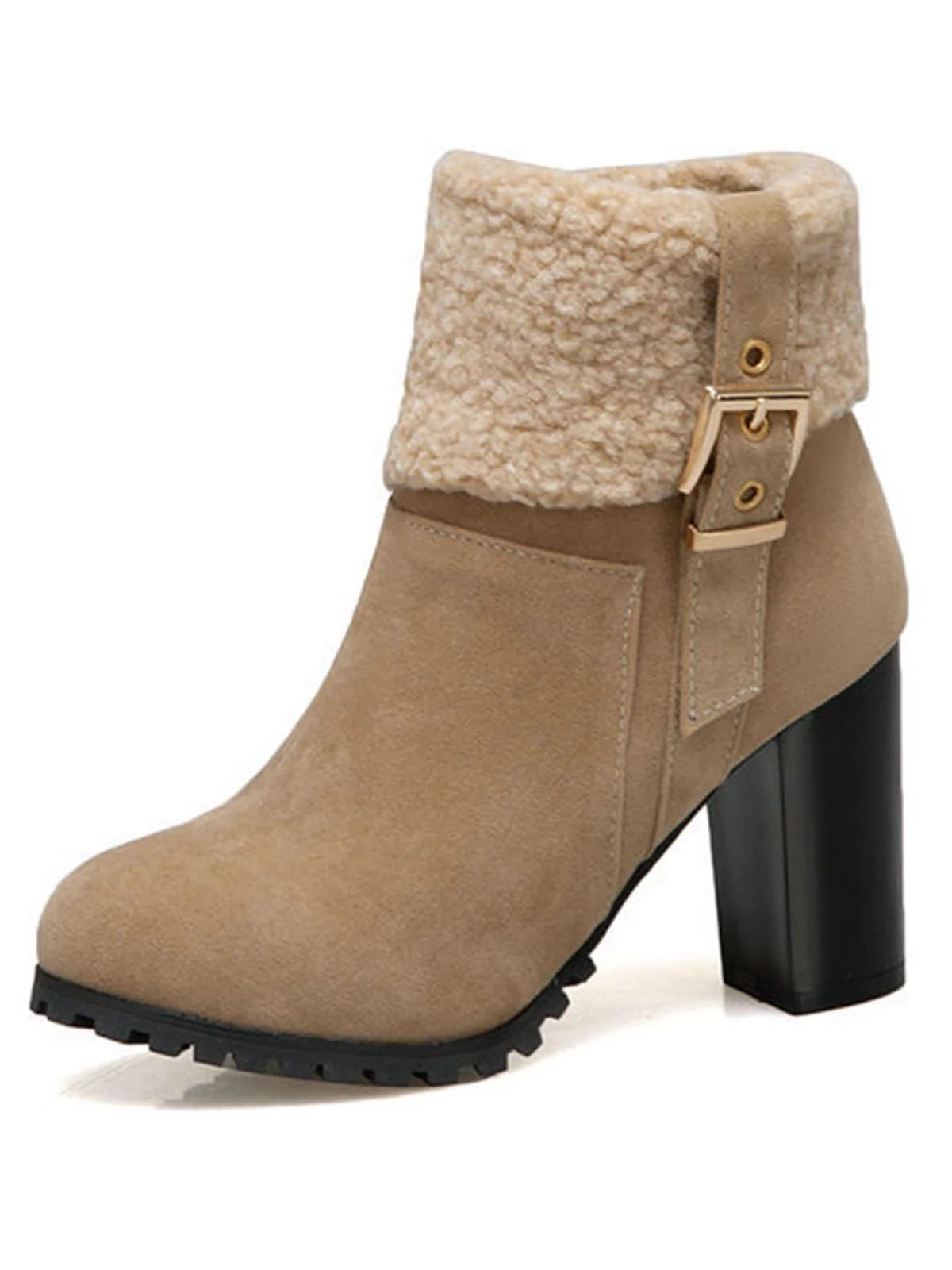 Retro Plus Velvet Chunky Heel Short Boots - Image 14