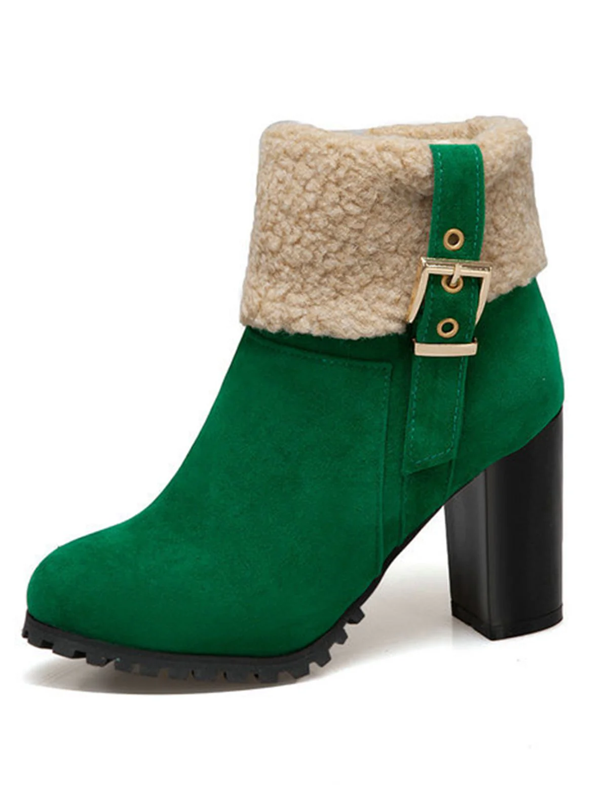 Retro Plus Velvet Chunky Heel Short Boots - Image 2
