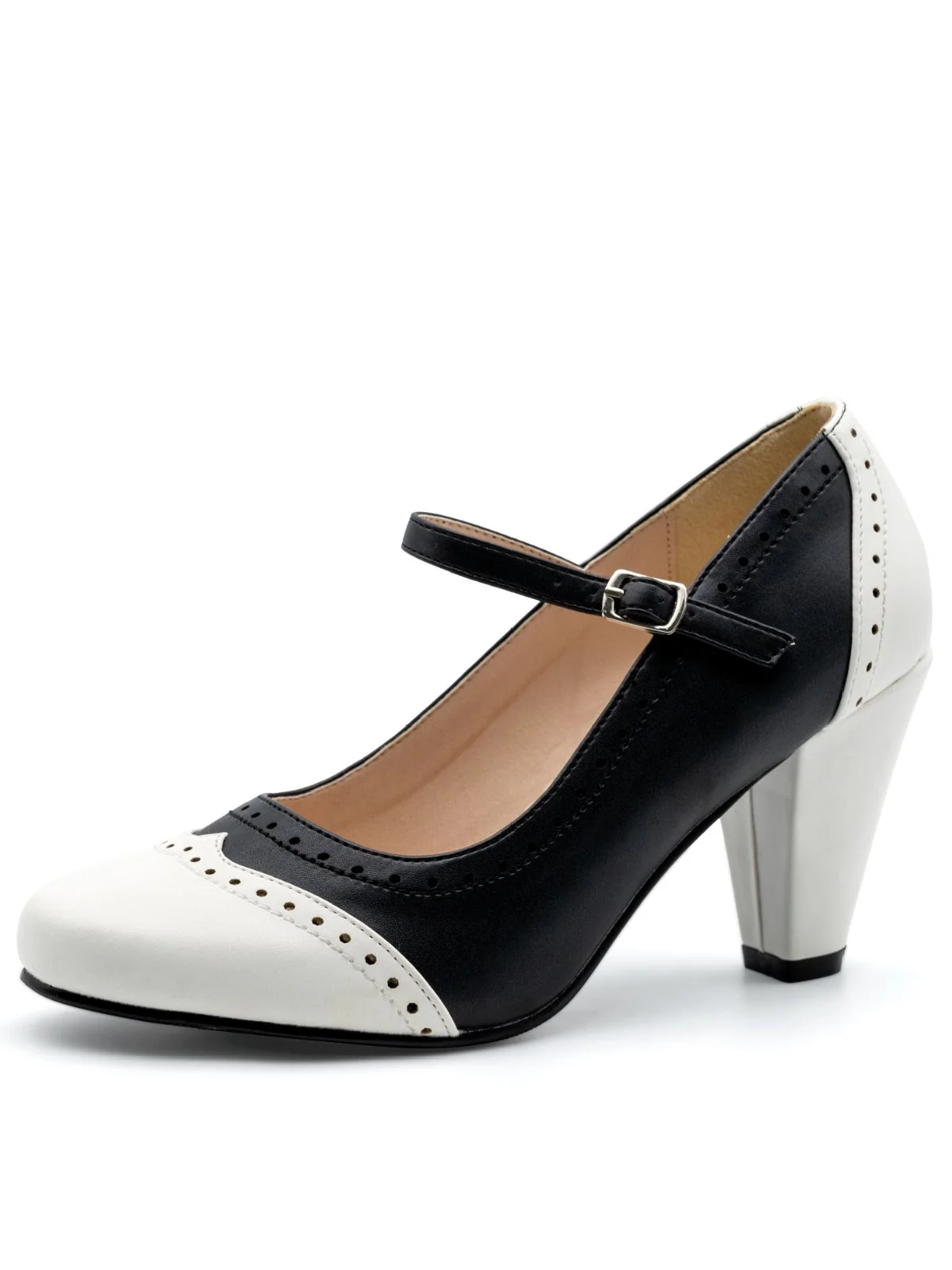 Retro Pointed Toe Buckle Chunky Heel Shoes - Image 2