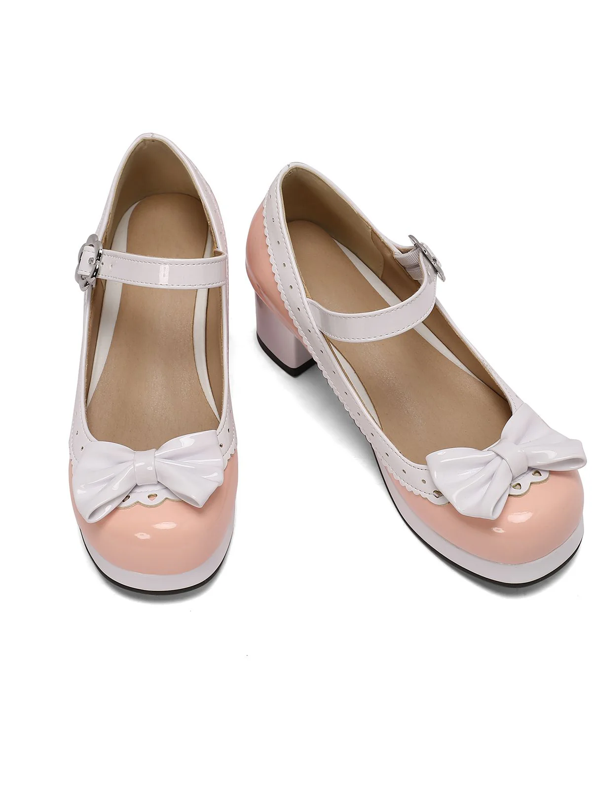 Retro PU Leather Bow High Heels - Image 13